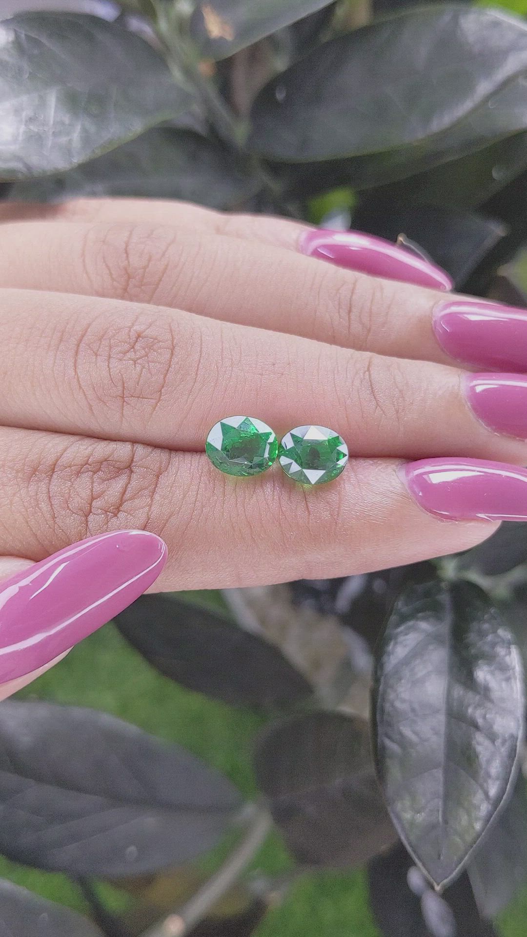 4.22 Ct.Tw.Total Carat Weight Tsavorite Garnet Pair from Tanzania Size Video