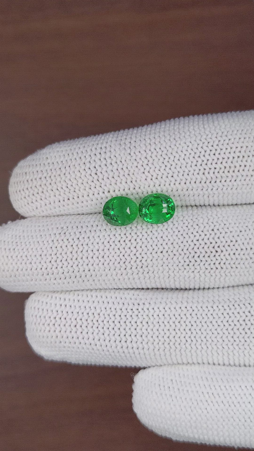 4.22 Ct.Tw.Total Carat Weight Tsavorite Garnet Pair from Tanzania Size Video