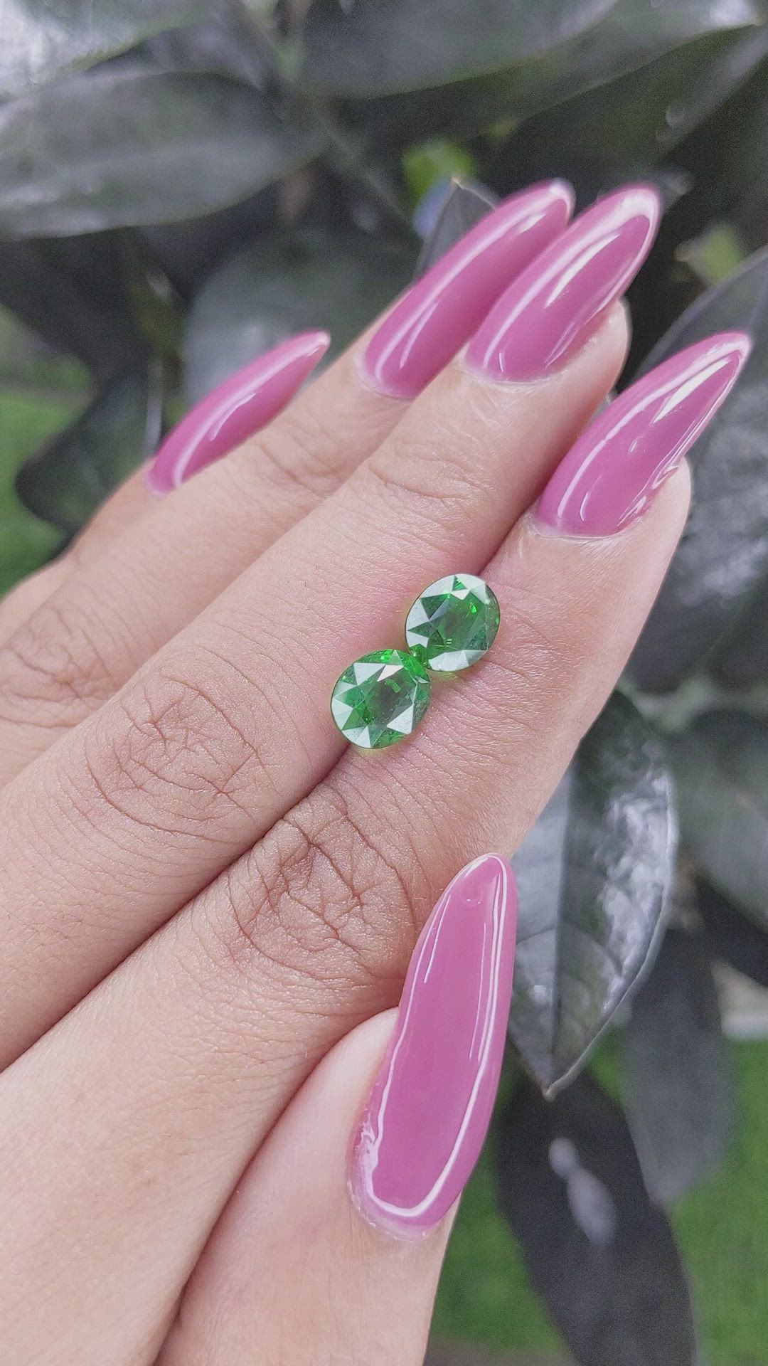 4.22 Ct.Tw.Total Carat Weight Tsavorite Garnet Pair from Tanzania Size Video