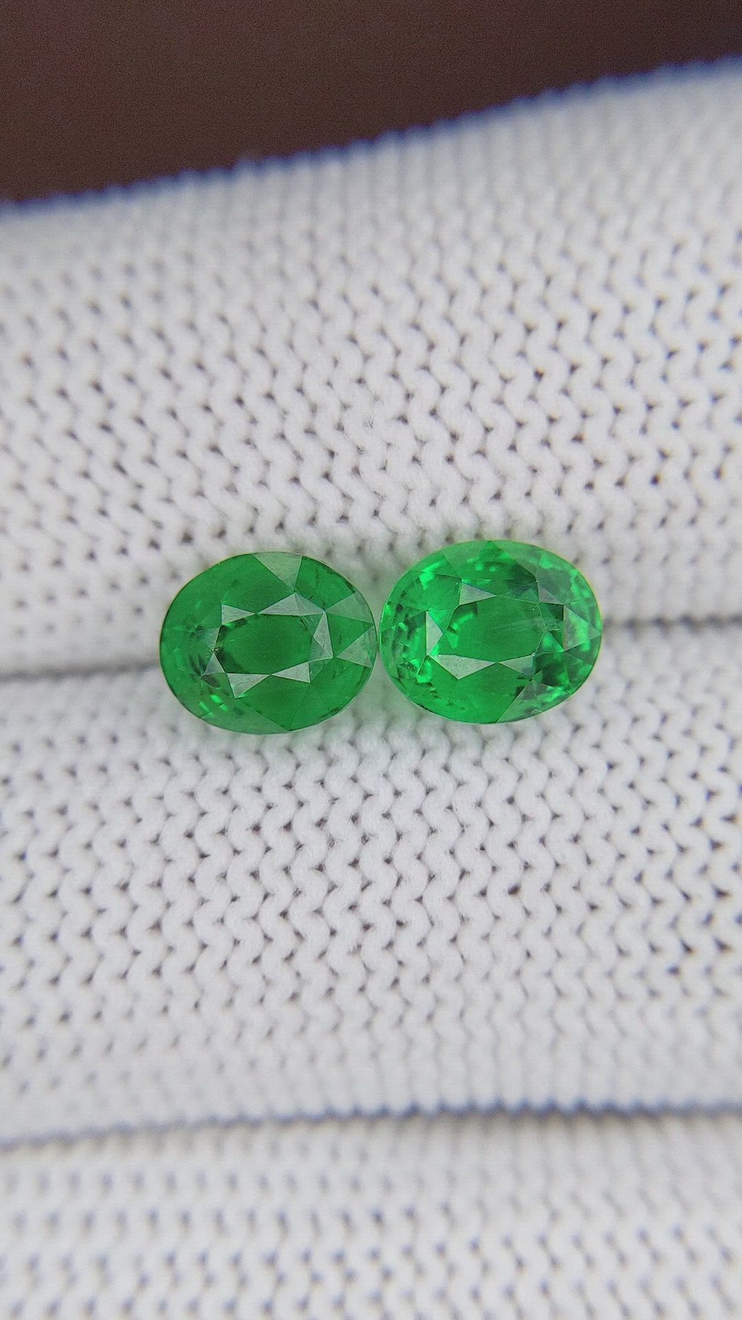 4.22 Ct.Tw.Total Carat Weight Tsavorite Garnet Pair from Tanzania Size Video