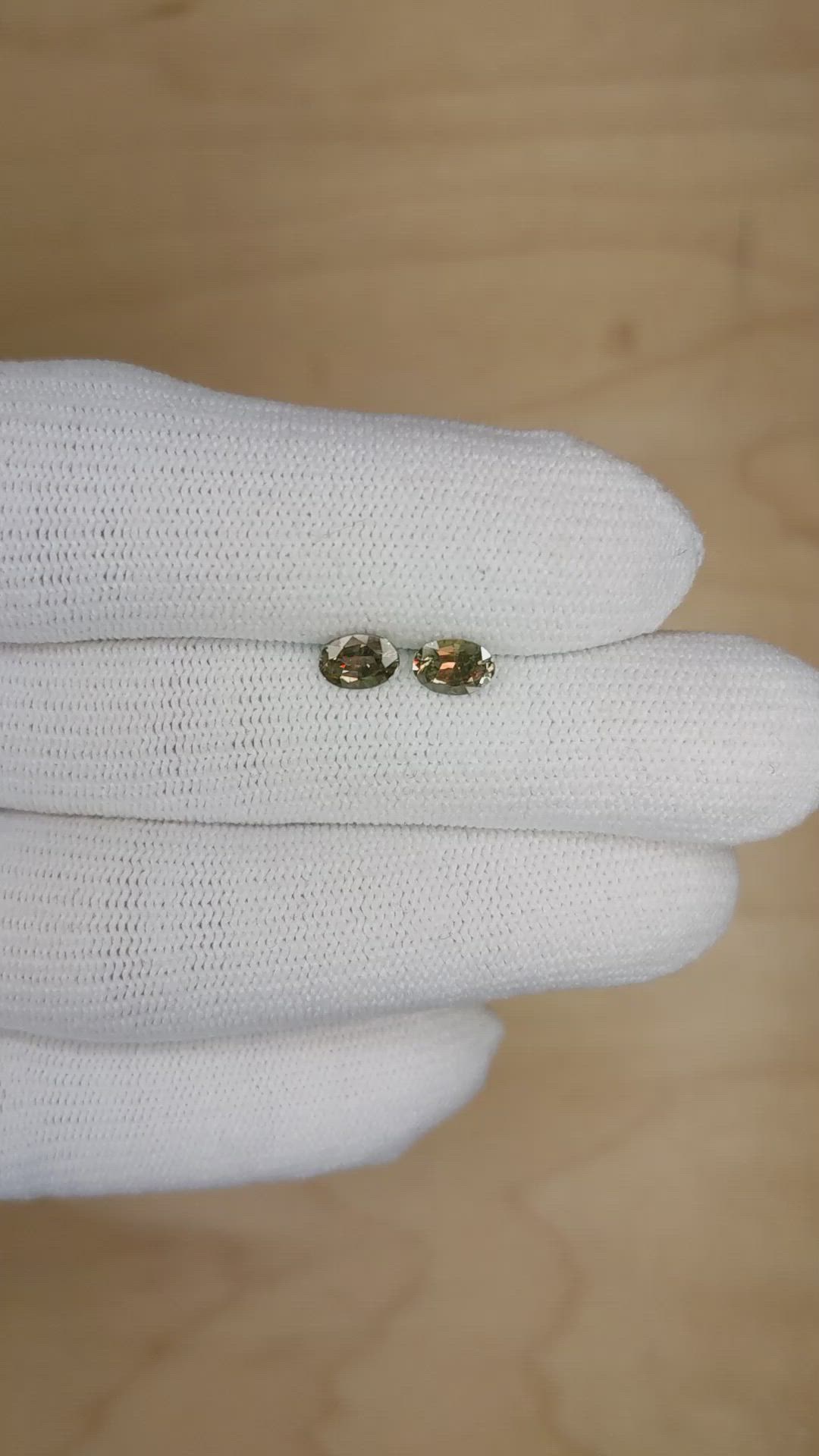 1.02 Ct.Tw.Total Carat Weight Alexandrite Pair from Ceylon (Sri Lanka) Size Video