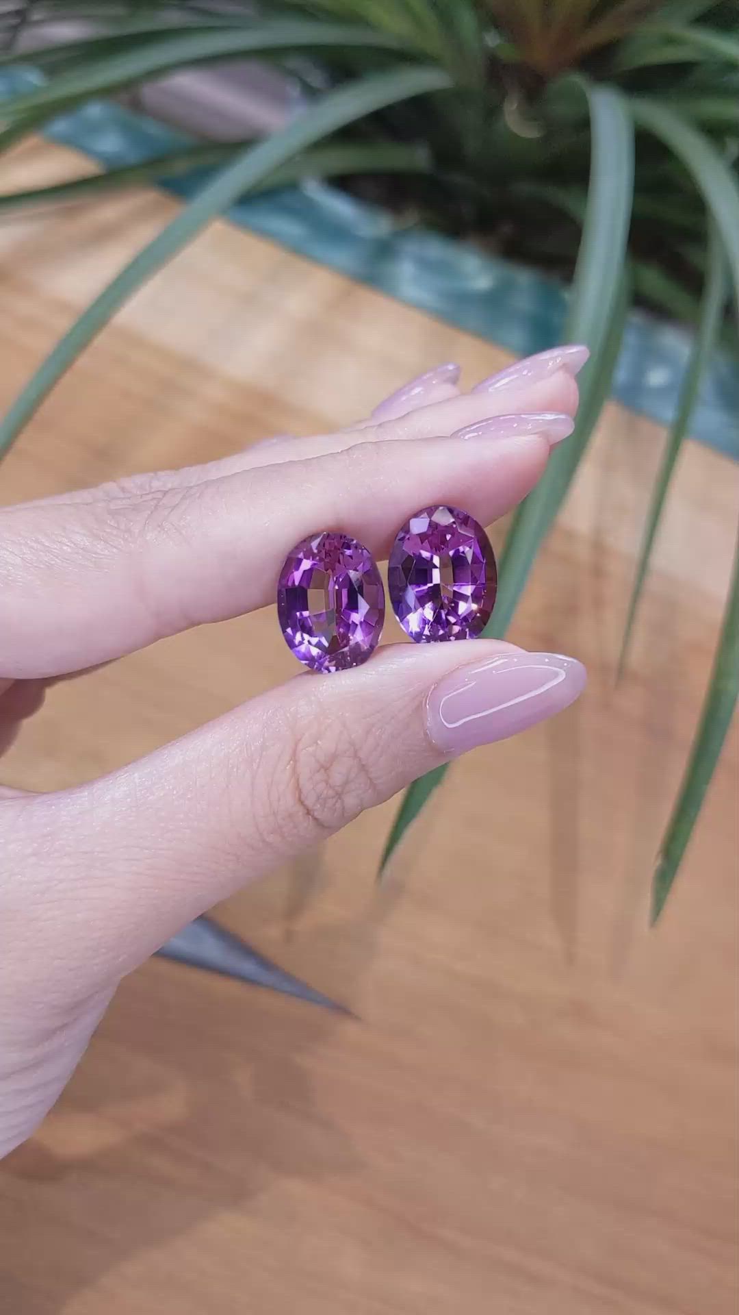 16.59 Ct.Tw.Total Carat Weight Amethyst Pair from Brazil Size Video