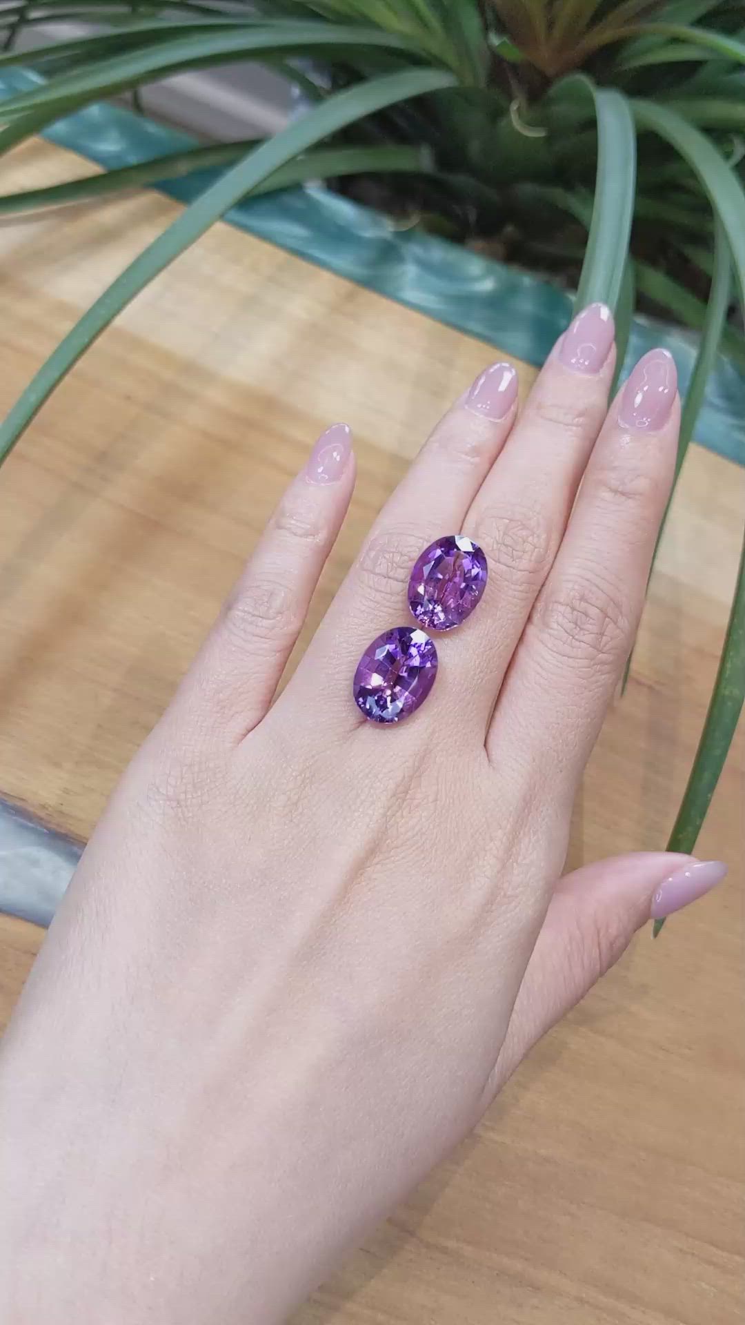 16.59 Ct.Tw.Total Carat Weight Amethyst Pair from Brazil Size Video