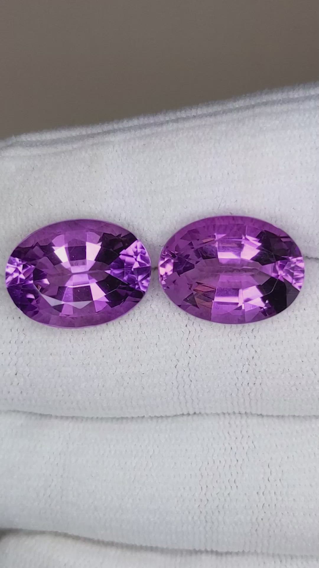 16.59 Ct.Tw.Total Carat Weight Amethyst Pair from Brazil Size Video