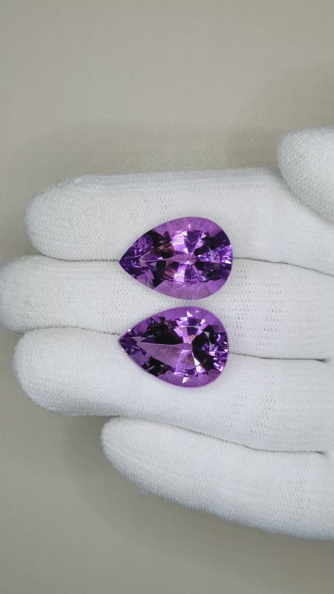 20.31&nbsp;Ct.Tw.Total Carat Weight Amethyst Pair from Brazil Size Video