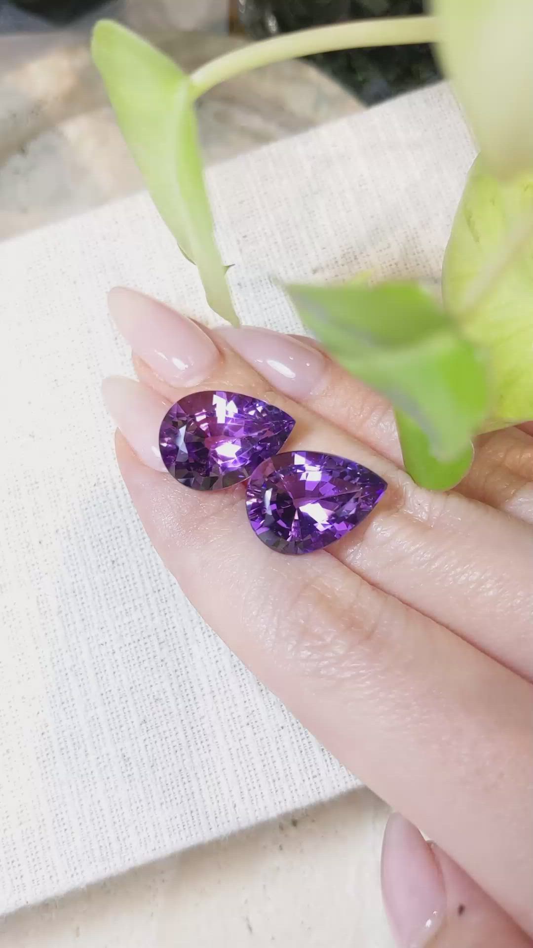 20.31&nbsp;Ct.Tw.Total Carat Weight Amethyst Pair from Brazil Size Video