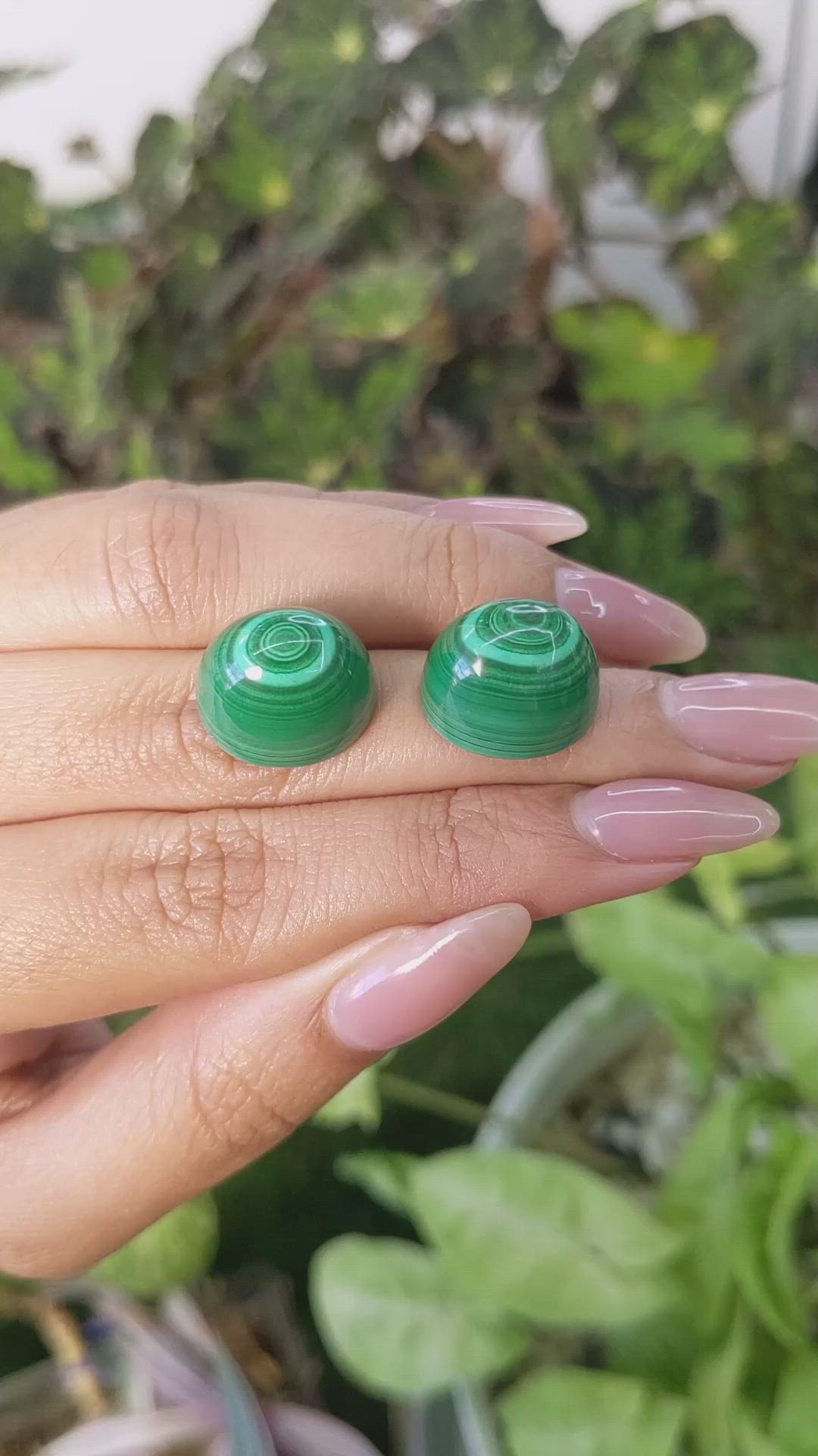 54.13 Ct.Tw.Total Carat Weight Cabochon Malachite Pair from Russia Size Video