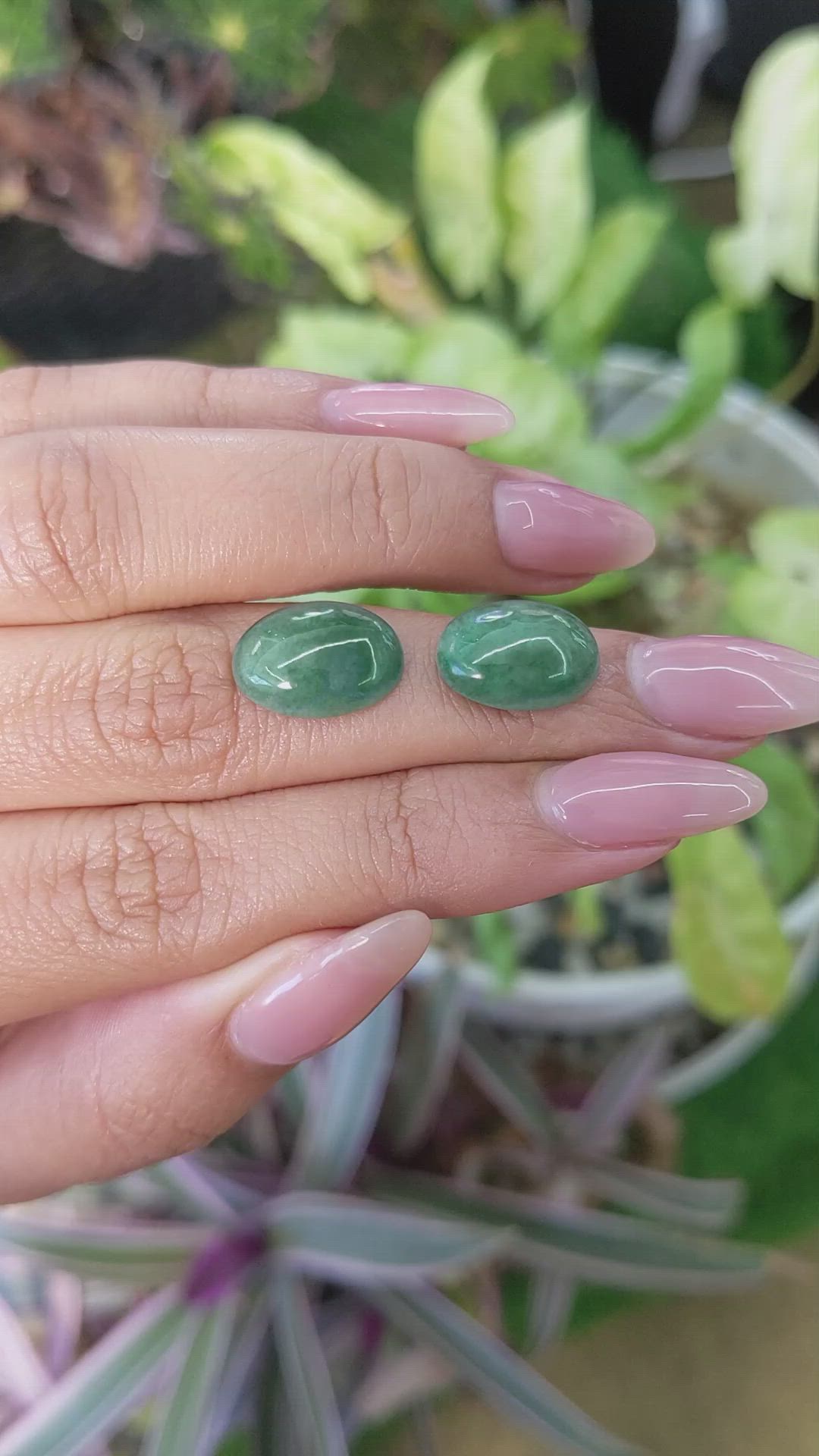 11.21 Ct.Tw.Total Carat Weight Cabochon Malachite Pair from Russia Size Video