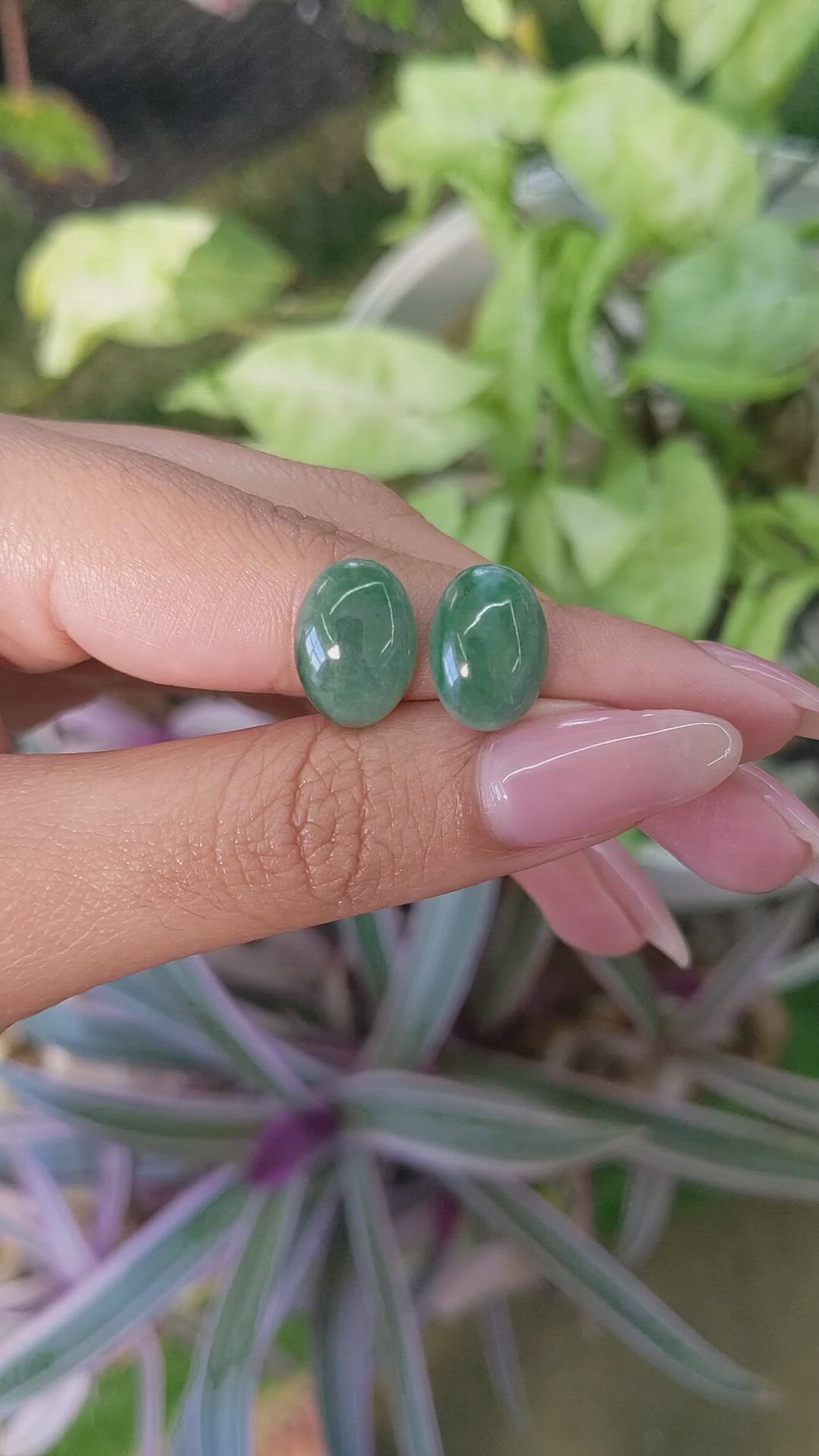 11.21 Ct.Tw.Total Carat Weight Cabochon Malachite Pair from Russia Size Video