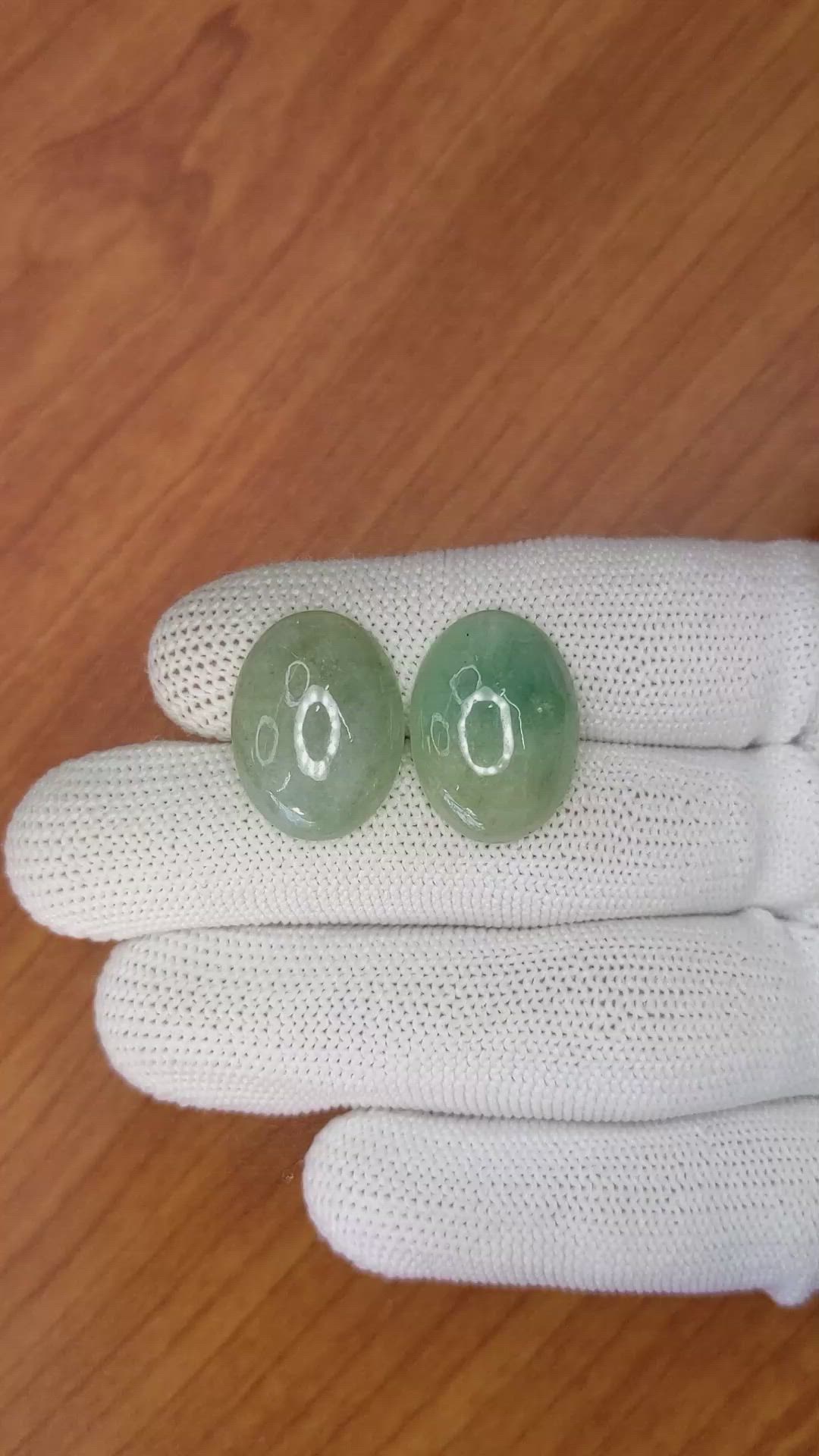 25.48&nbsp;Ct.Tw.Total Carat Weight Cabochon Jade Pair from Burma (Myanmar) Size Video