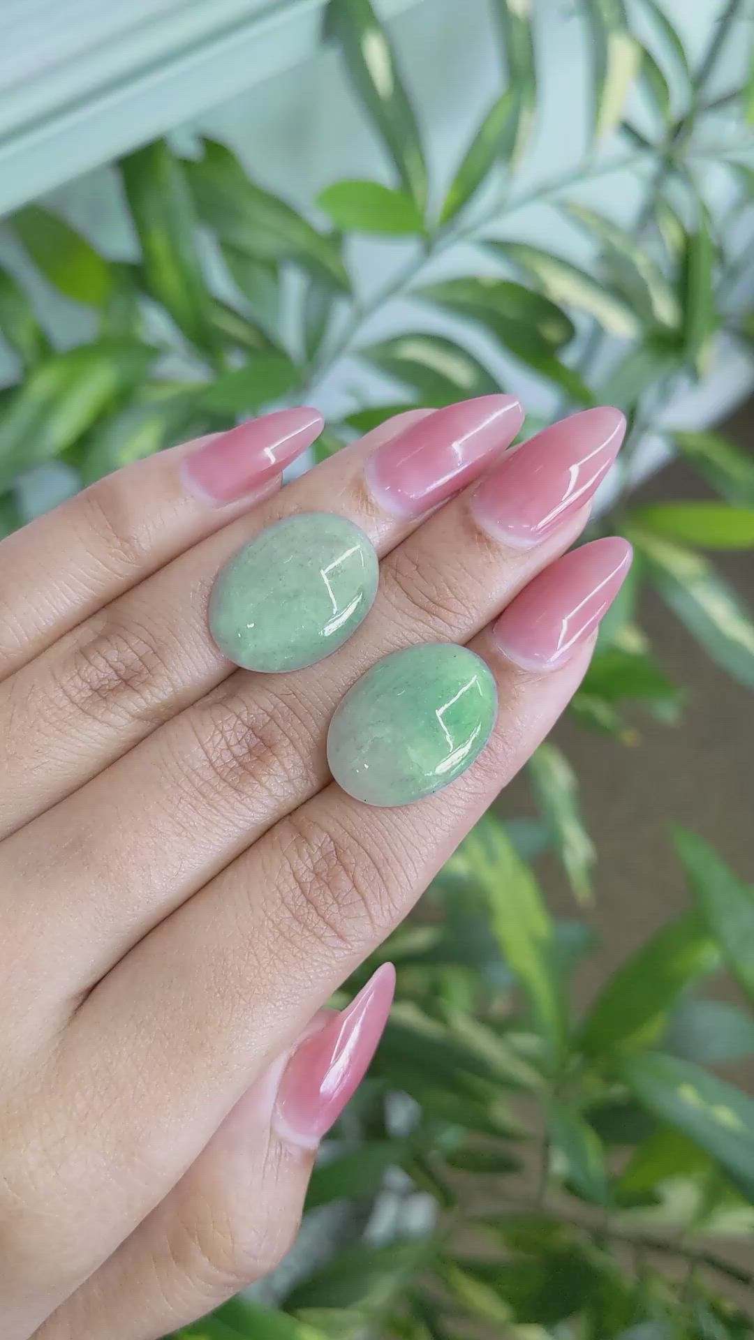 25.48&nbsp;Ct.Tw.Total Carat Weight Cabochon Jade Pair from Burma (Myanmar) Size Video