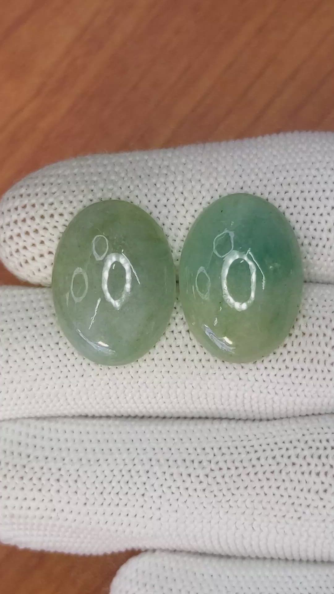 25.48&nbsp;Ct.Tw.Total Carat Weight Cabochon Jade Pair from Burma (Myanmar) Size Video