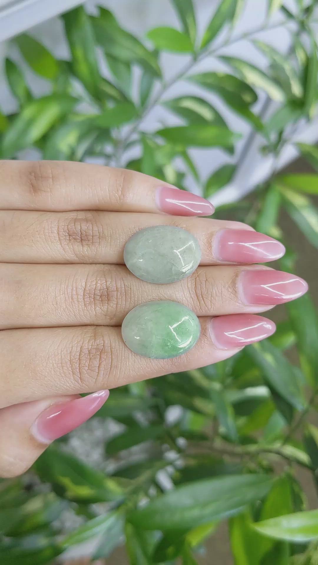 25.48&nbsp;Ct.Tw.Total Carat Weight Cabochon Jade Pair from Burma (Myanmar) Size Video