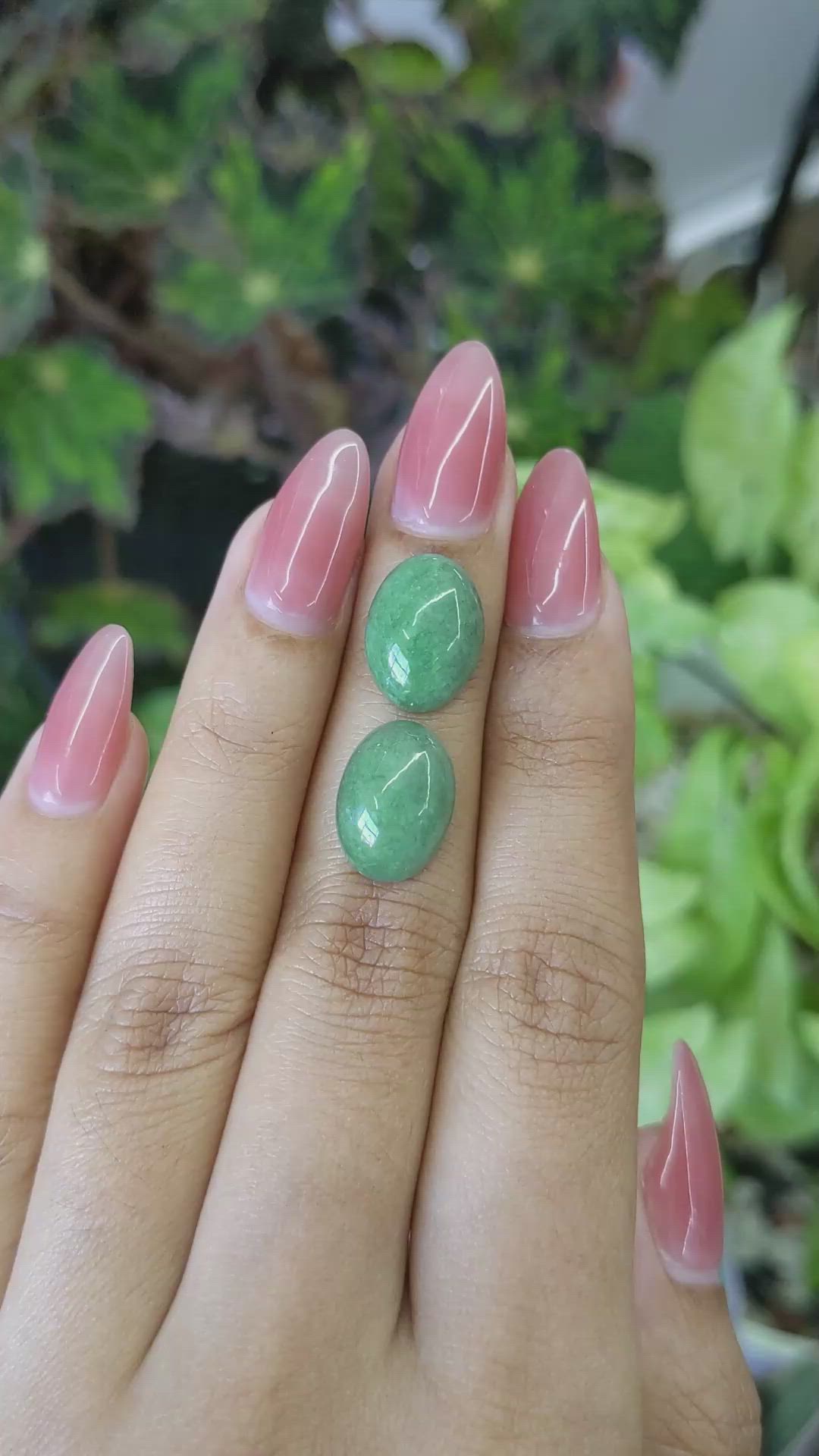 12.05&nbsp;Ct.Tw.Total Carat Weight Cabochon Jade Pair from Burma (Myanmar) Size Video