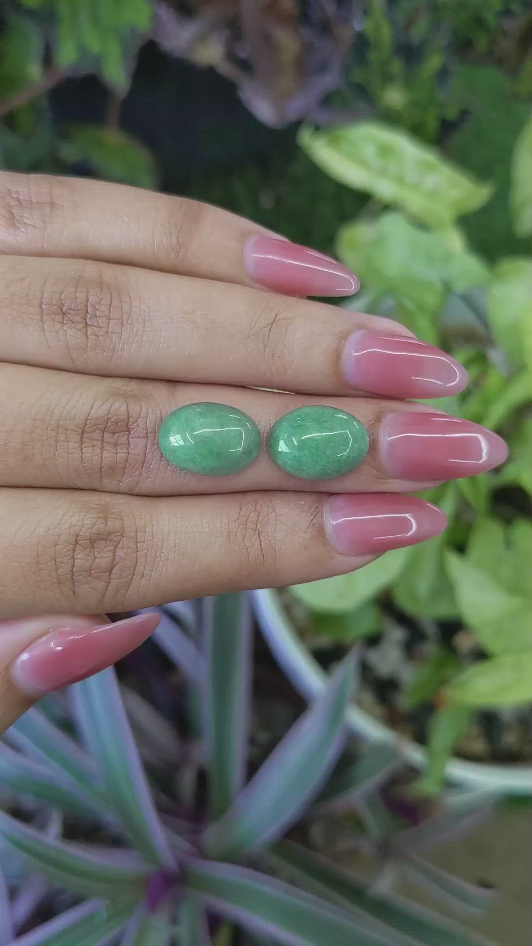 12.05&nbsp;Ct.Tw.Total Carat Weight Cabochon Jade Pair from Burma (Myanmar) Size Video
