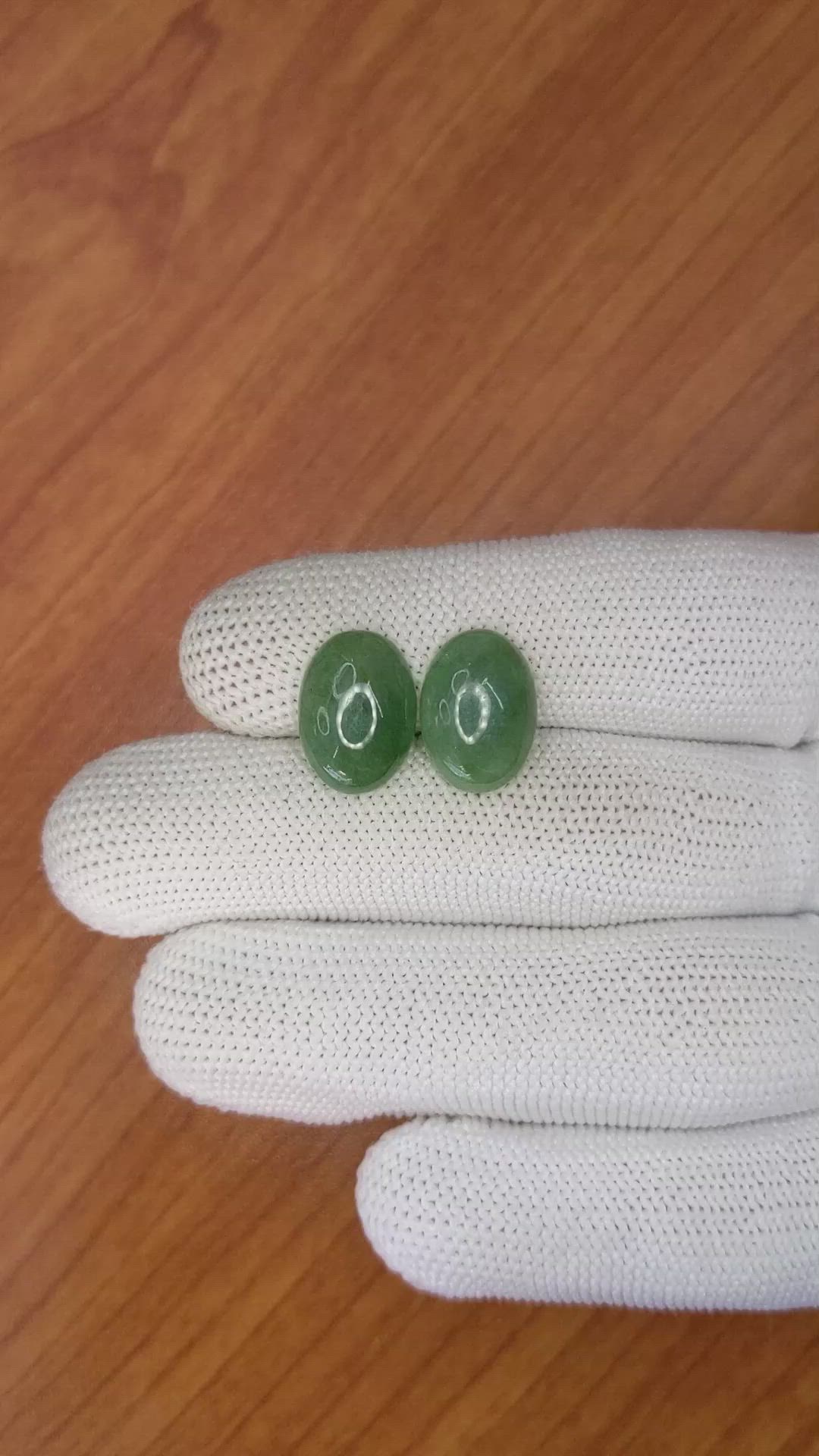 10.64 Ct.Tw.Total Carat Weight Cabochon Jade Pair from Burma (Myanmar) Size Video
