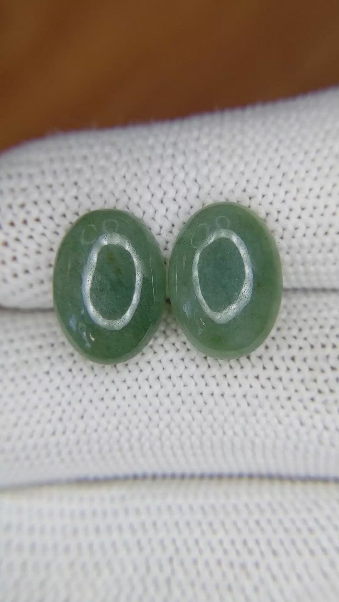 10.64 Ct.Tw.Total Carat Weight Cabochon Jade Pair from Burma (Myanmar) Size Video