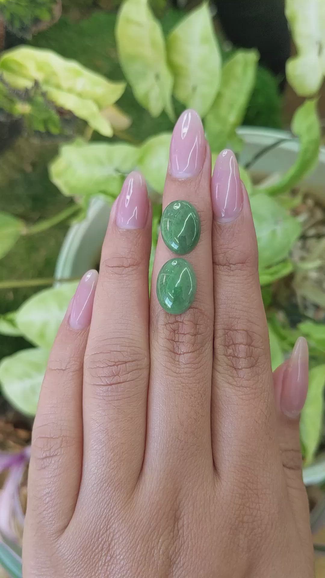 10.64 Ct.Tw.Total Carat Weight Cabochon Jade Pair from Burma (Myanmar) Size Video