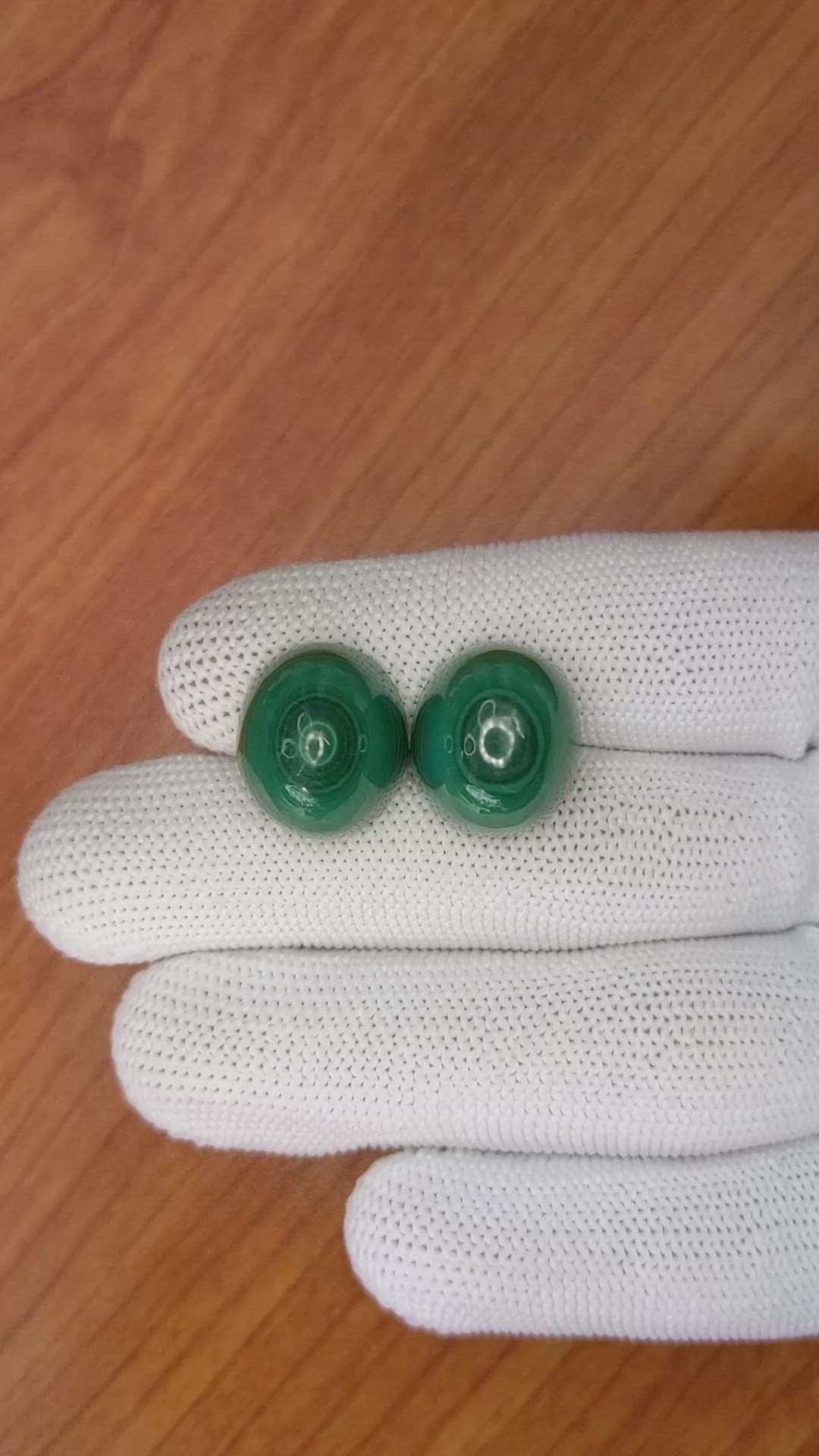 52.51 Ct.Tw.Total Carat Weight Cabochon Malachite Pair from Russia Size Video