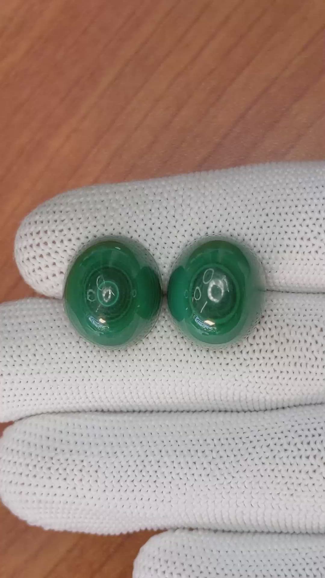 52.51 Ct.Tw.Total Carat Weight Cabochon Malachite Pair from Russia Size Video