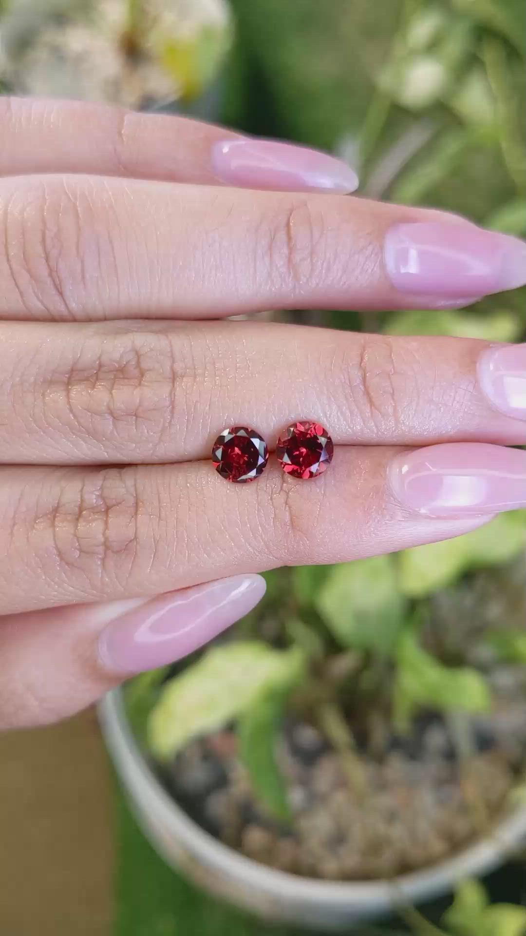 1.90&nbsp;Ct.Tw.Total Carat Weight Garnet Pair from Ceylon (Sri Lanka) Size Video