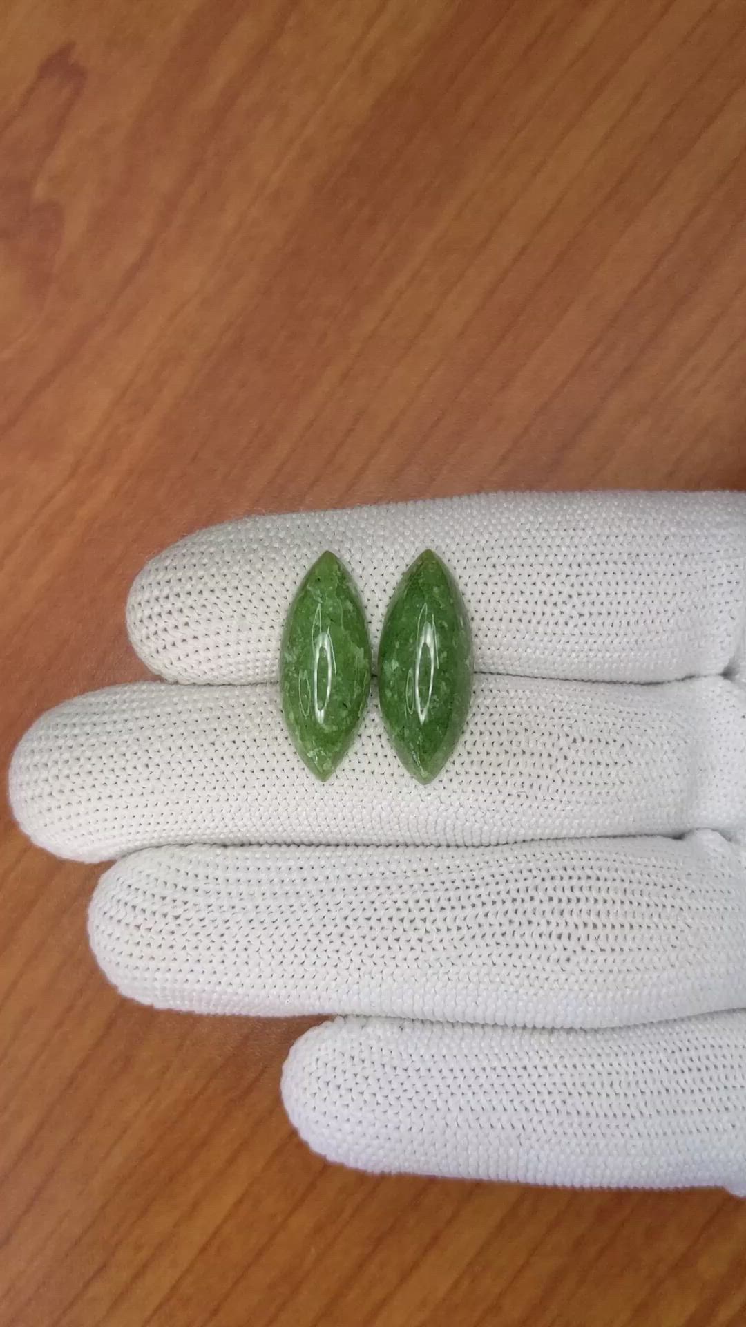 12.25&nbsp;Ct.Tw.Total Carat Weight Cabochon Jade Pair from Burma (Myanmar) Size Video