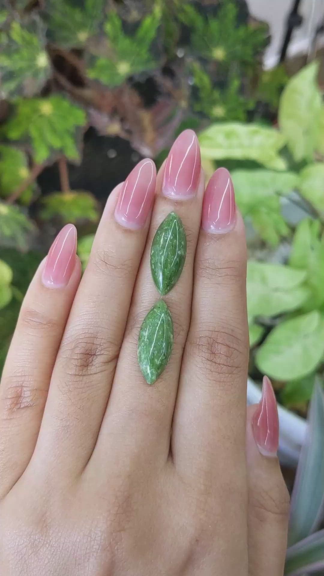 12.25&nbsp;Ct.Tw.Total Carat Weight Cabochon Jade Pair from Burma (Myanmar) Size Video