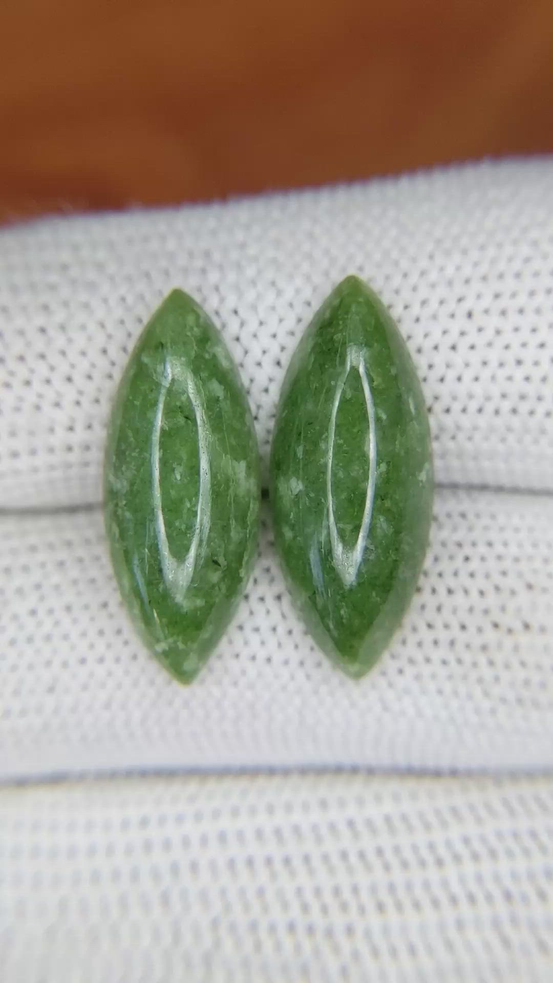 12.25&nbsp;Ct.Tw.Total Carat Weight Cabochon Jade Pair from Burma (Myanmar) Size Video