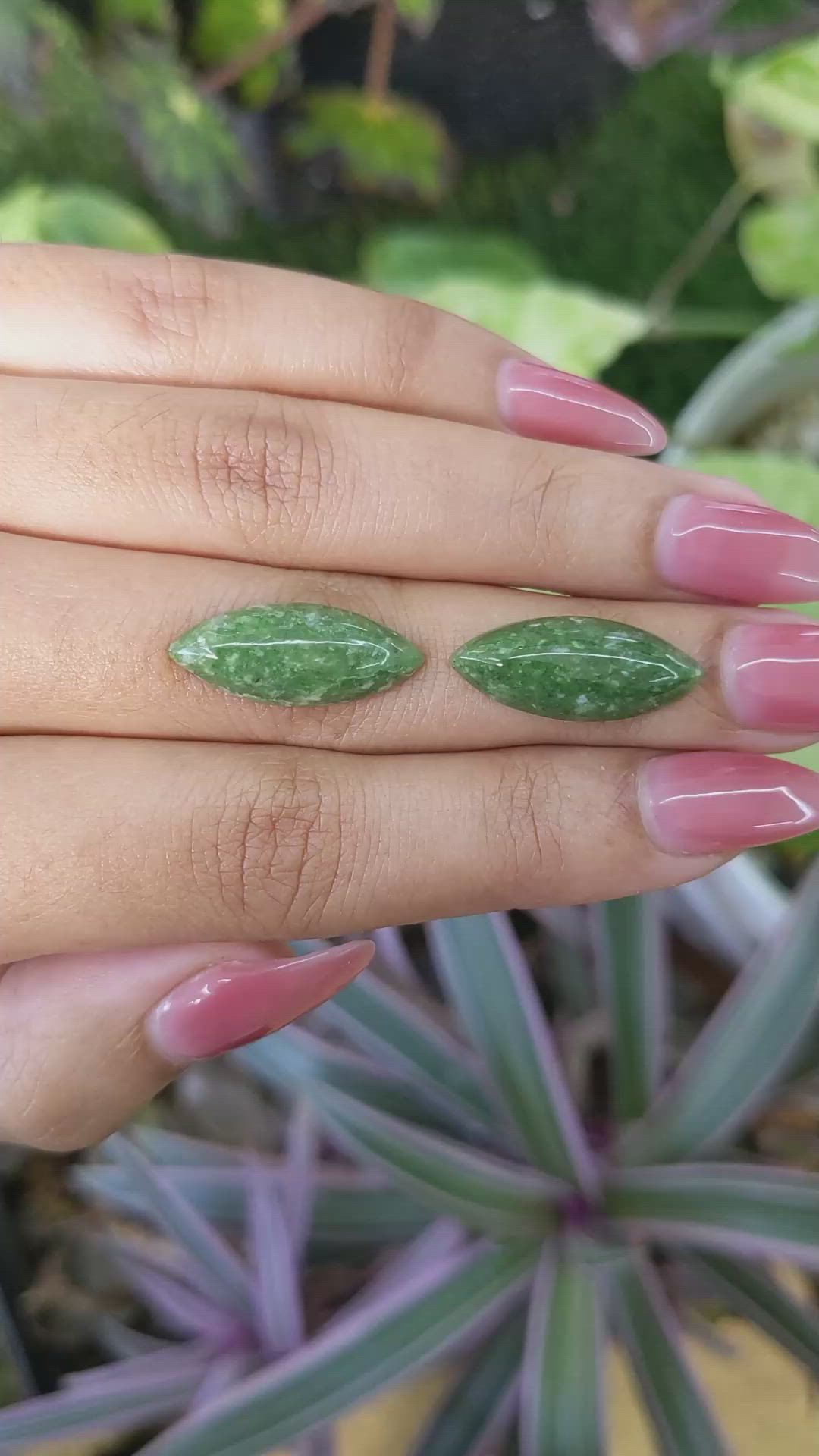 12.25&nbsp;Ct.Tw.Total Carat Weight Cabochon Jade Pair from Burma (Myanmar) Size Video