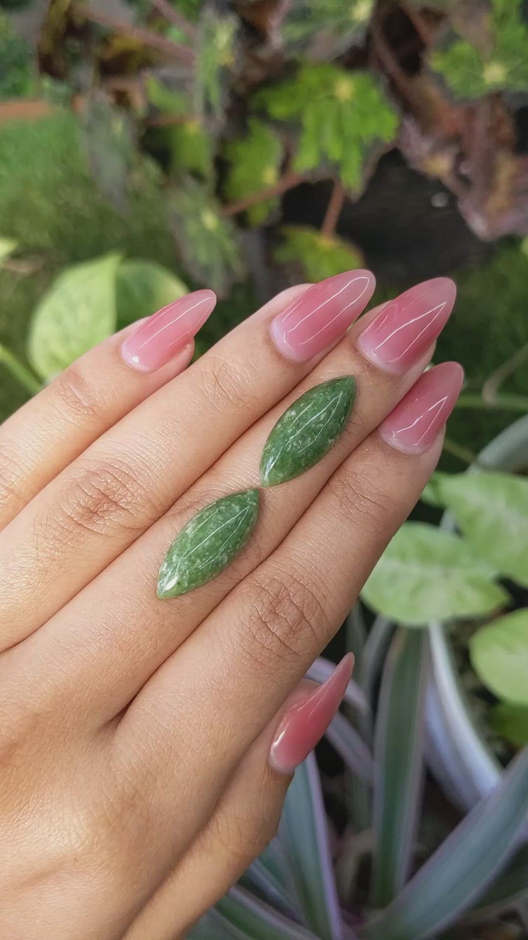 12.25&nbsp;Ct.Tw.Total Carat Weight Cabochon Jade Pair from Burma (Myanmar) Size Video