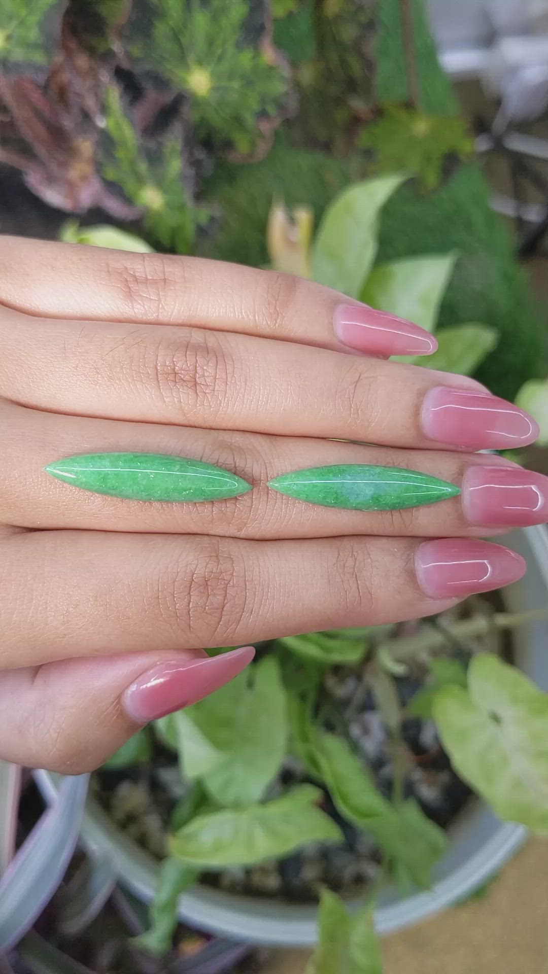 13.82 Ct.Tw.Total Carat Weight Cabochon Jade Pair from Burma (Myanmar) Size Video