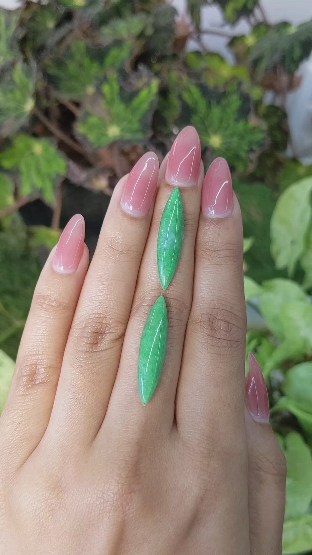 13.82 Ct.Tw.Total Carat Weight Cabochon Jade Pair from Burma (Myanmar) Size Video