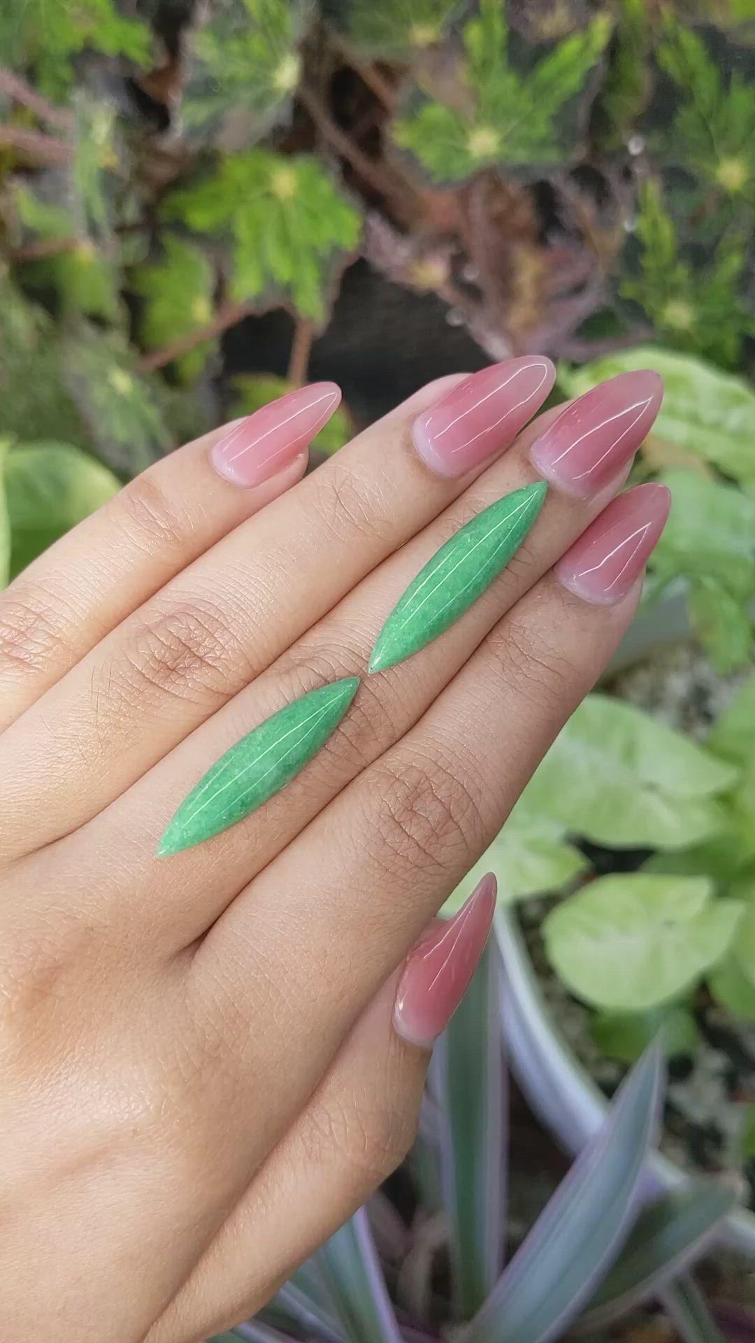 13.82 Ct.Tw.Total Carat Weight Cabochon Jade Pair from Burma (Myanmar) Size Video