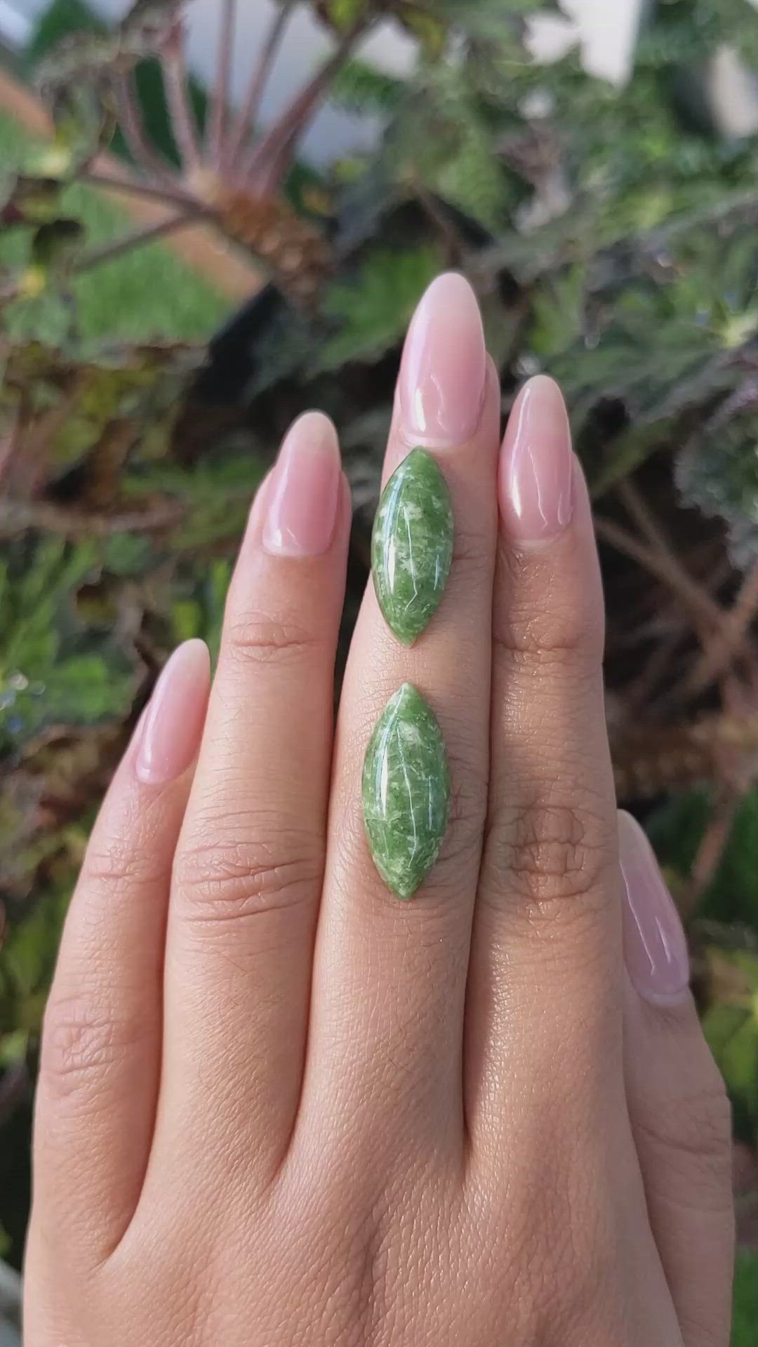 12.54&nbsp;Ct.Tw.Total Carat Weight Cabochon Jade Pair from Burma (Myanmar) Size Video