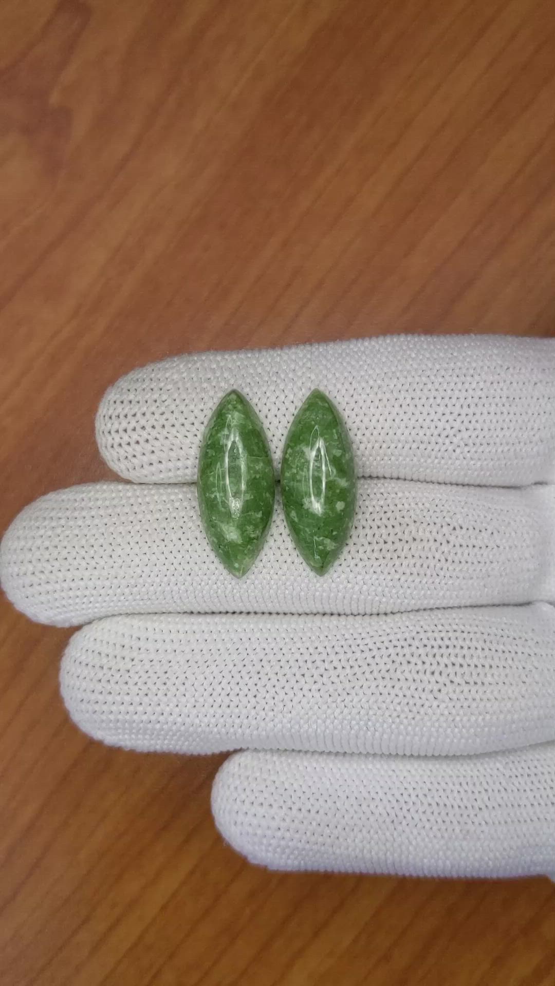 12.54&nbsp;Ct.Tw.Total Carat Weight Cabochon Jade Pair from Burma (Myanmar) Size Video