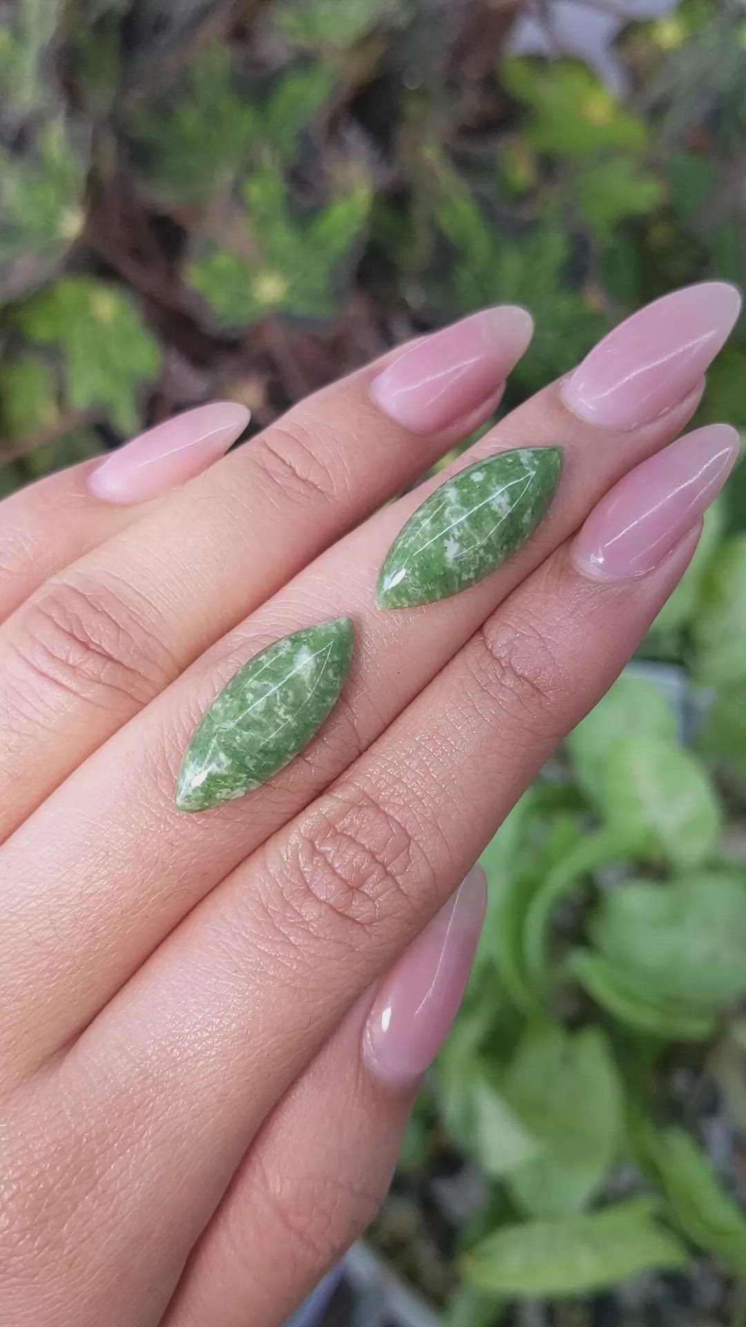 12.54&nbsp;Ct.Tw.Total Carat Weight Cabochon Jade Pair from Burma (Myanmar) Size Video