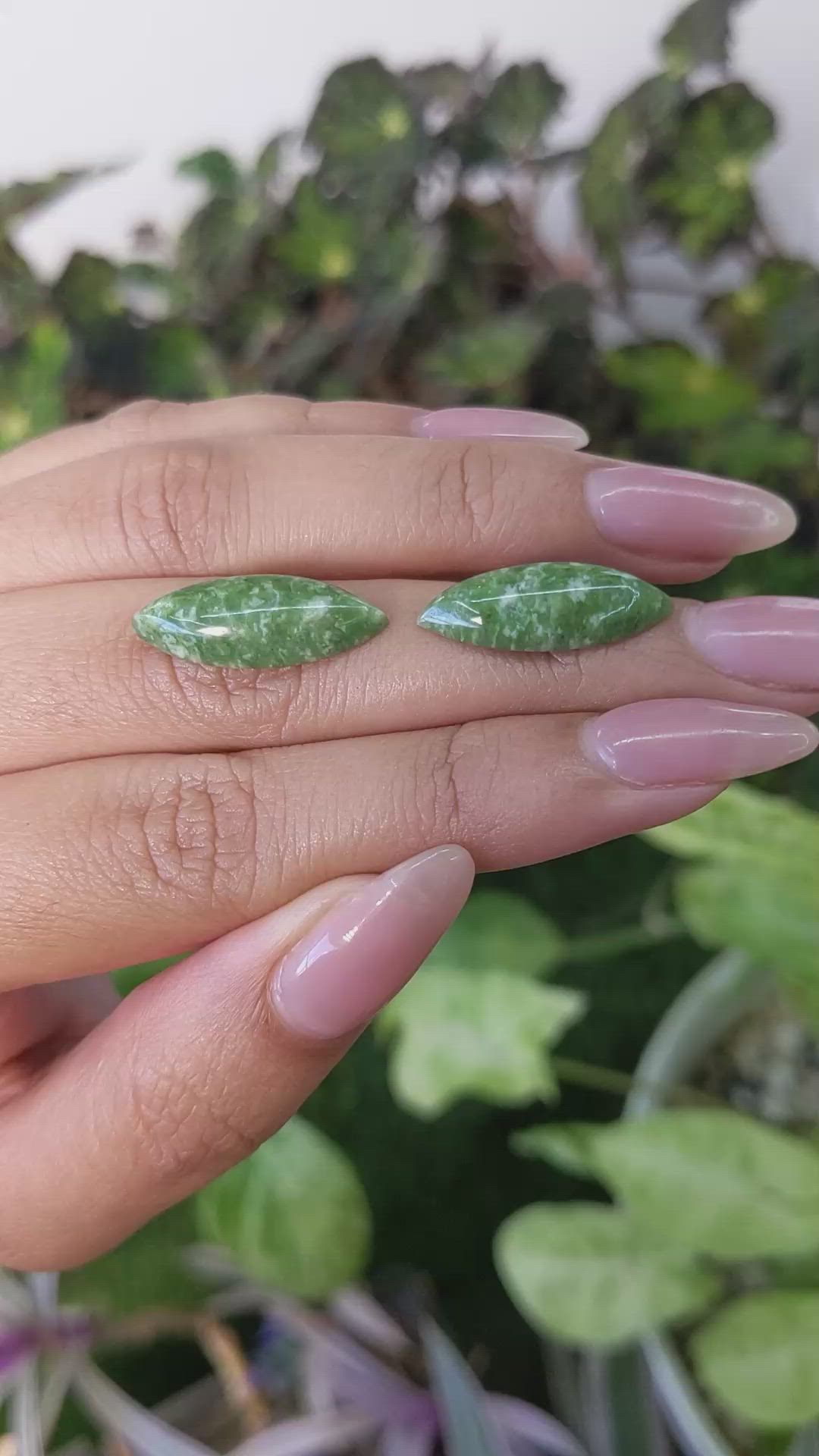 12.54&nbsp;Ct.Tw.Total Carat Weight Cabochon Jade Pair from Burma (Myanmar) Size Video