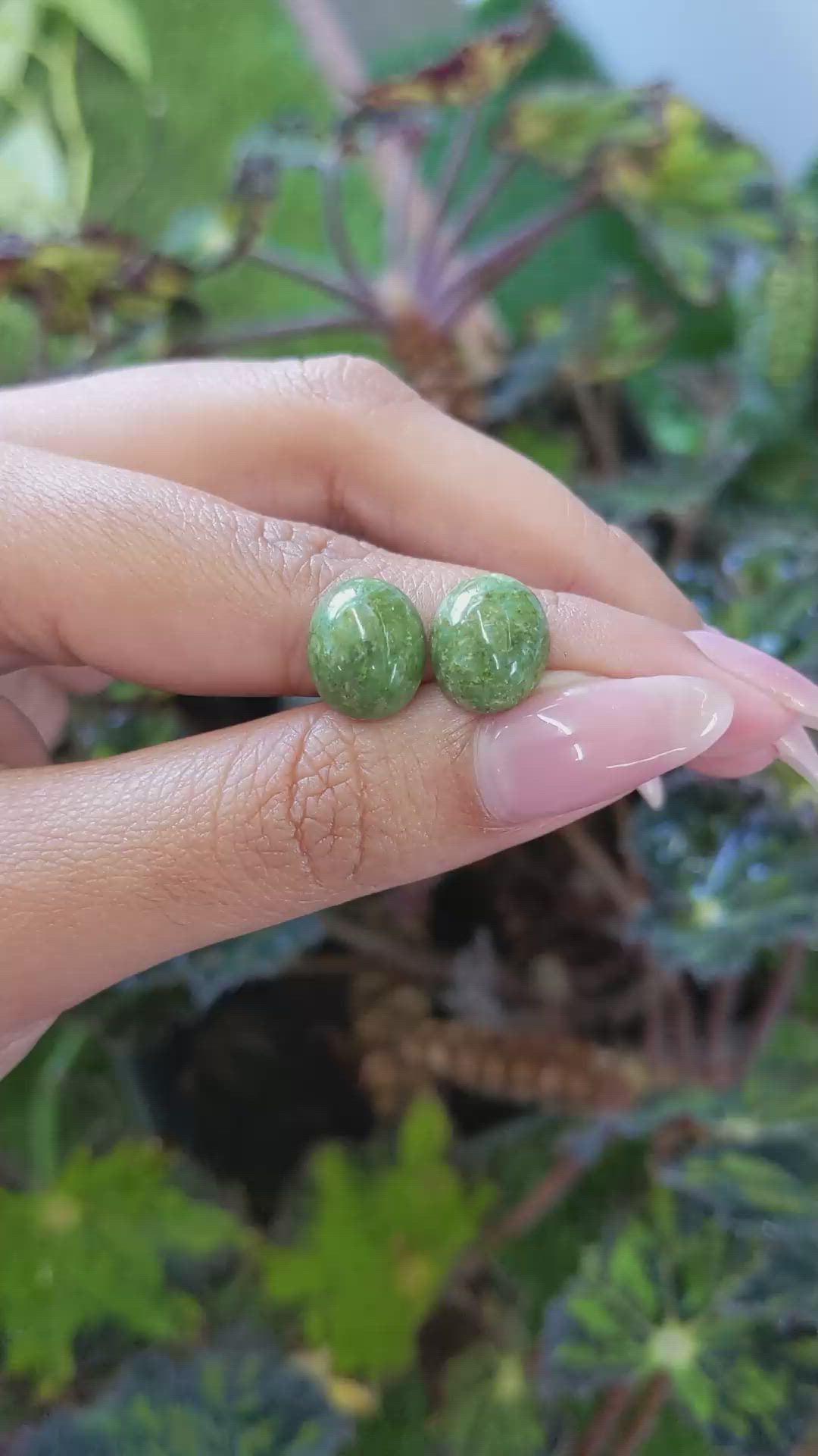 8.86&nbsp;Ct.Tw.Total Carat Weight Cabochon Jade Pair from Burma (Myanmar) Size Video