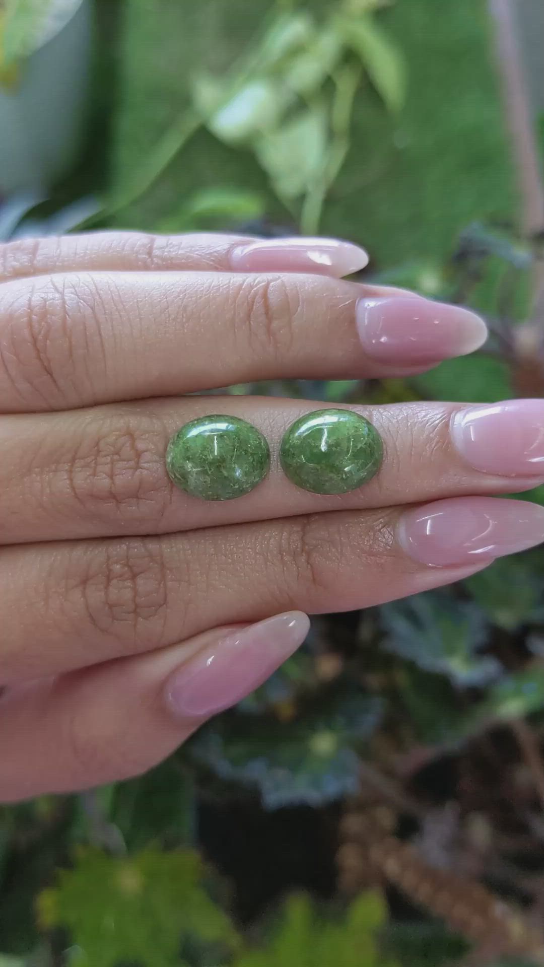 8.86&nbsp;Ct.Tw.Total Carat Weight Cabochon Jade Pair from Burma (Myanmar) Size Video