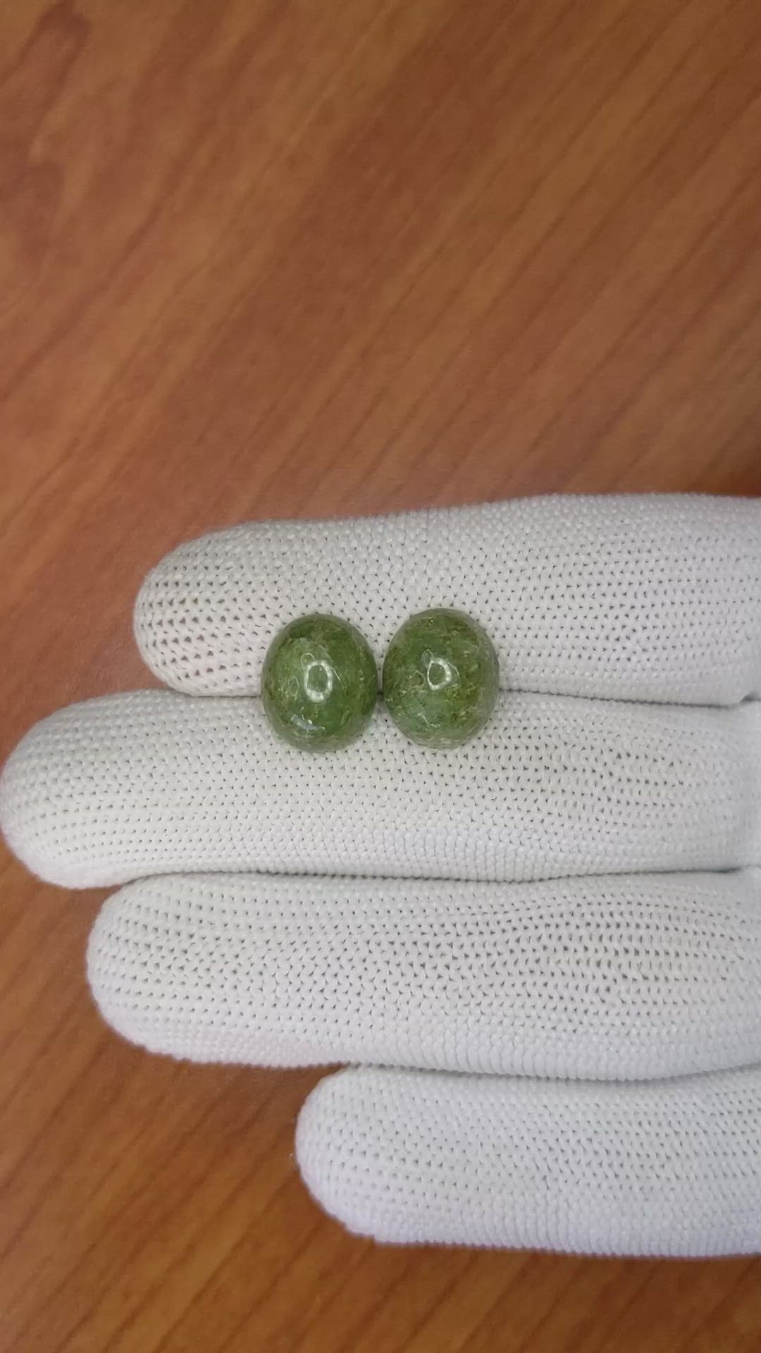 8.86&nbsp;Ct.Tw.Total Carat Weight Cabochon Jade Pair from Burma (Myanmar) Size Video