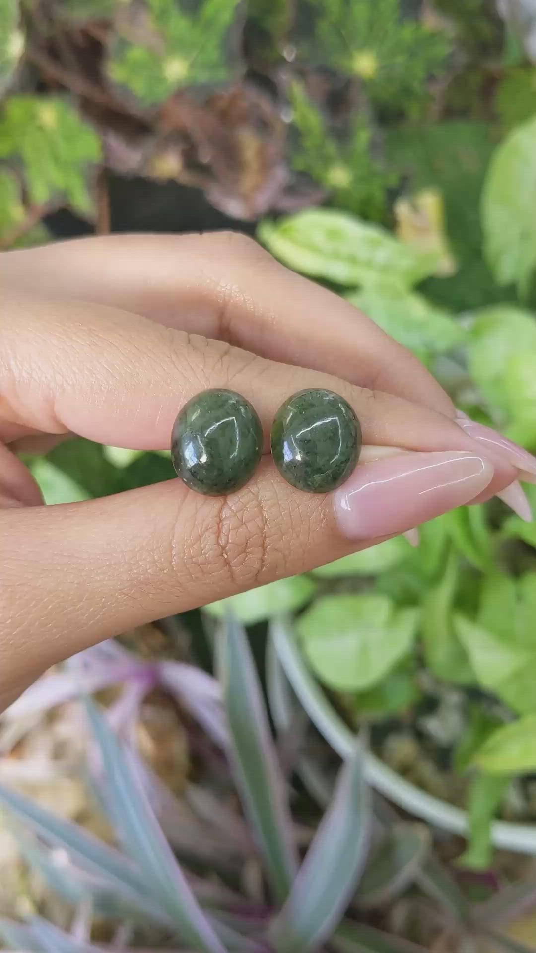 13.87 Ct.Tw.Total Carat Weight Cabochon Jade Pair from Burma (Myanmar) Size Video