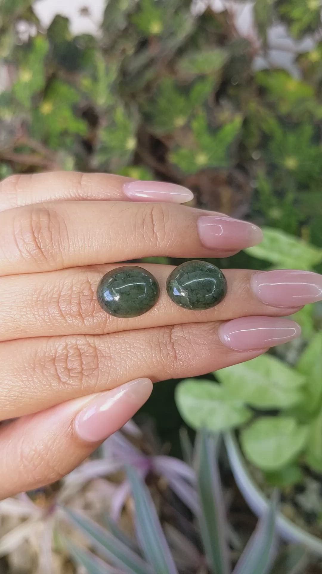 13.87 Ct.Tw.Total Carat Weight Cabochon Jade Pair from Burma (Myanmar) Size Video