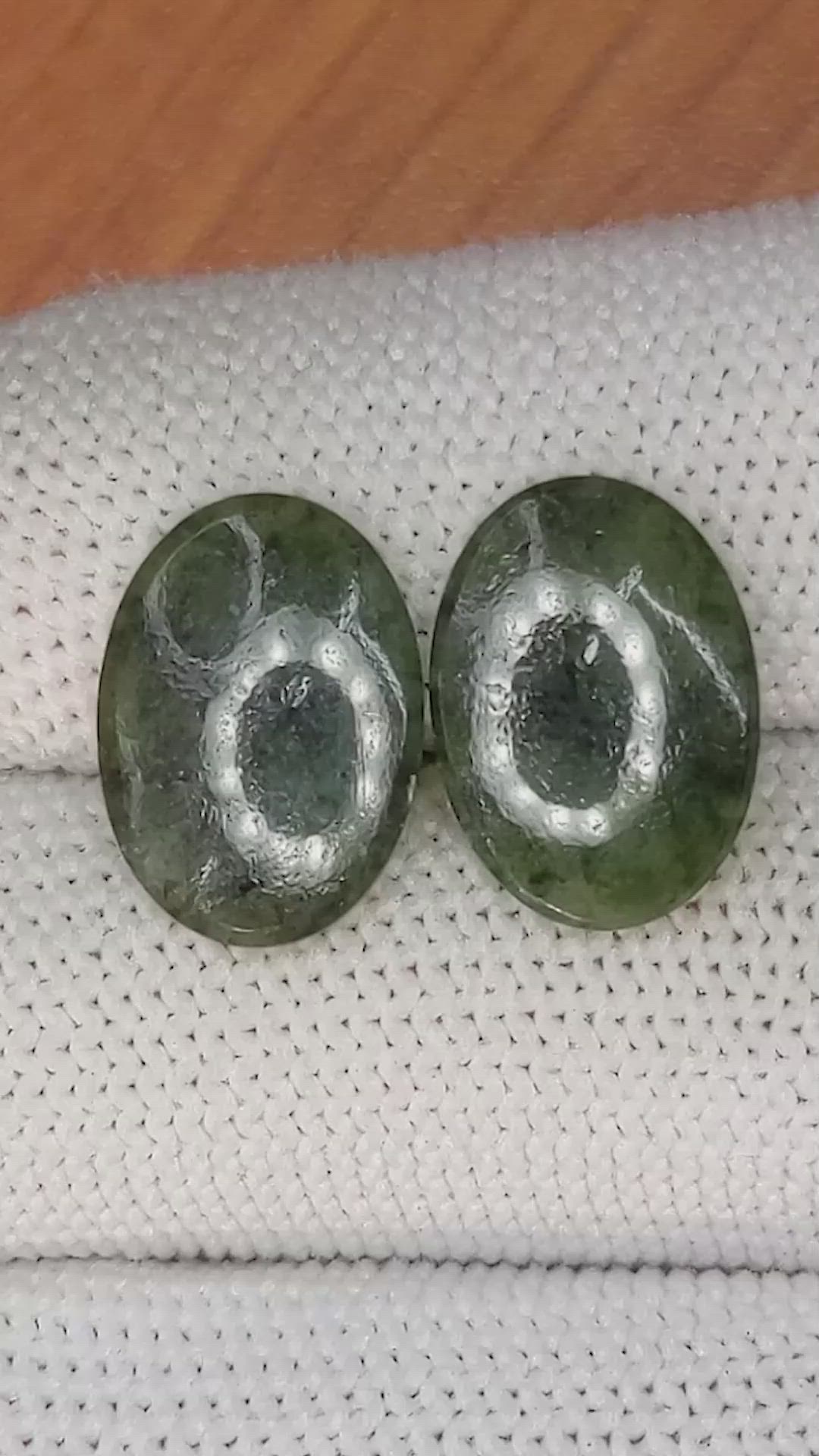 8.33&nbsp;Ct.Tw.Total Carat Weight Cabochon Jade Pair from Burma (Myanmar) Size Video