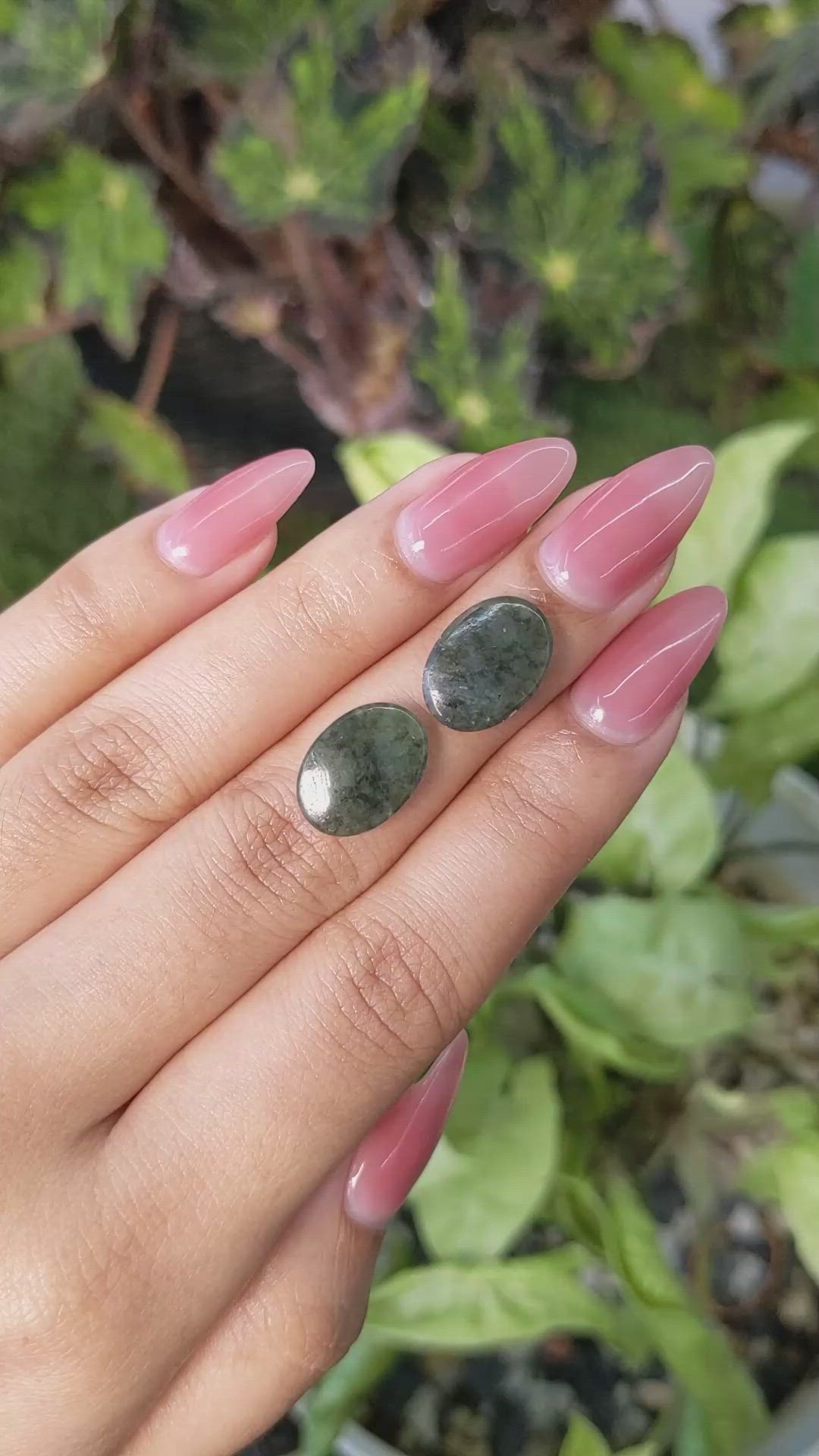 8.33&nbsp;Ct.Tw.Total Carat Weight Cabochon Jade Pair from Burma (Myanmar) Size Video