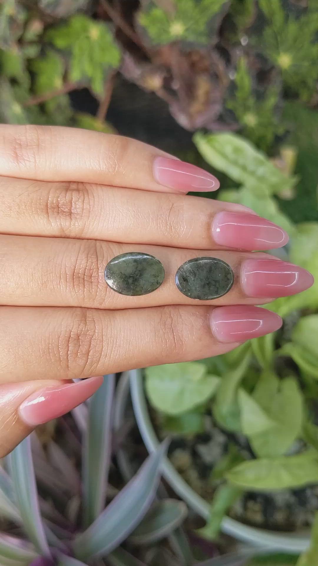 8.33&nbsp;Ct.Tw.Total Carat Weight Cabochon Jade Pair from Burma (Myanmar) Size Video