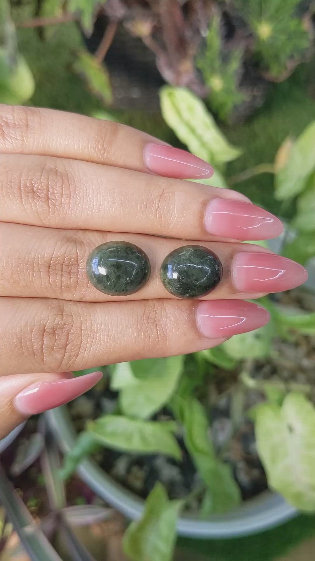14.27&nbsp;Ct.Tw.Total Carat Weight Cabochon Jade Pair from Burma (Myanmar) Size Video