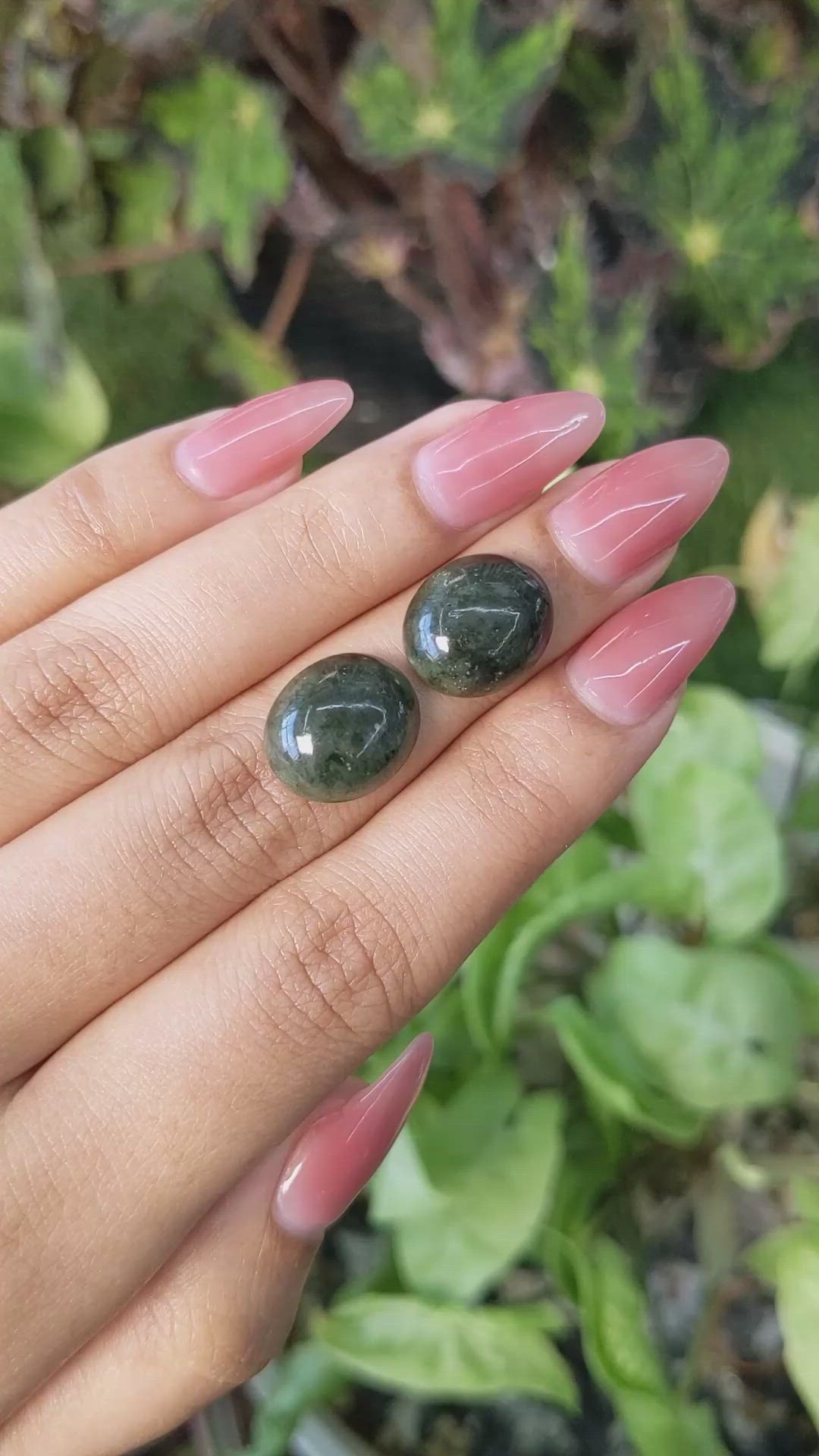 14.27&nbsp;Ct.Tw.Total Carat Weight Cabochon Jade Pair from Burma (Myanmar) Size Video