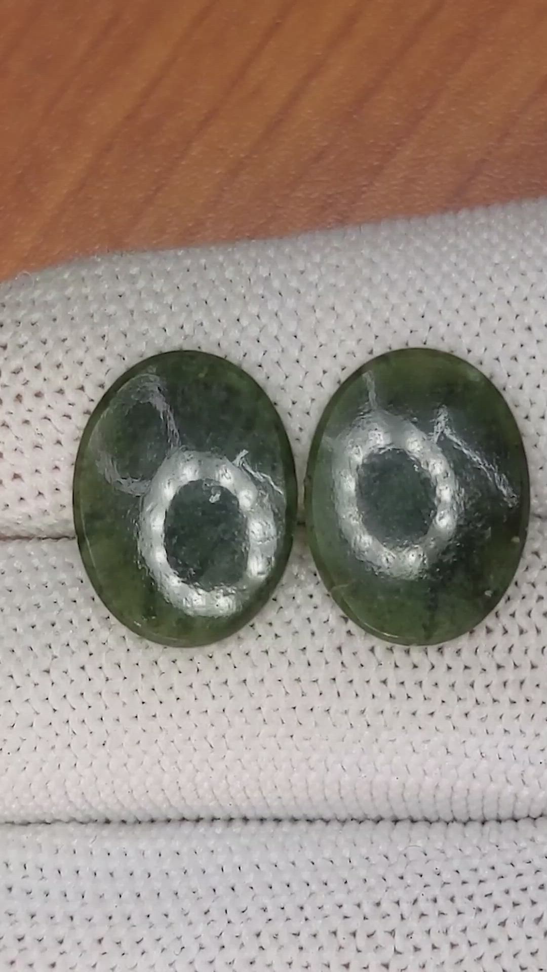 11.60&nbsp;Ct.Tw.Total Carat Weight Cabochon Jade Pair from Burma (Myanmar) Size Video