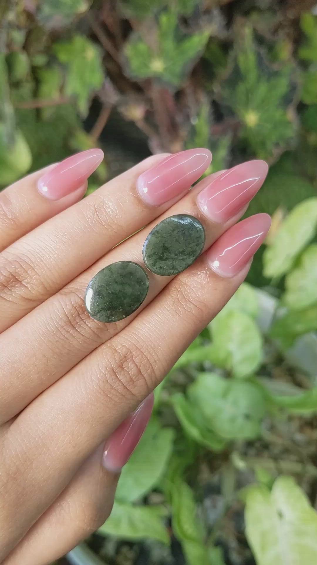 11.60&nbsp;Ct.Tw.Total Carat Weight Cabochon Jade Pair from Burma (Myanmar) Size Video