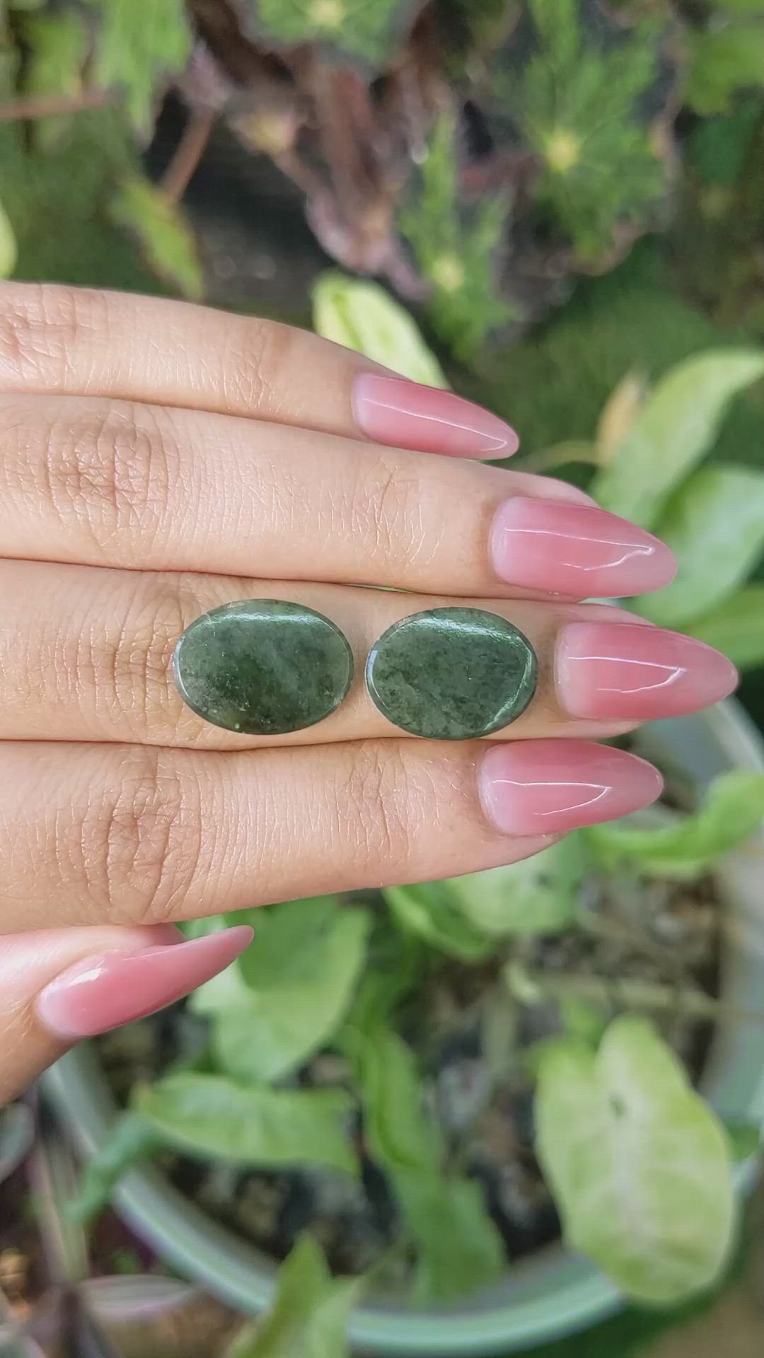 11.60&nbsp;Ct.Tw.Total Carat Weight Cabochon Jade Pair from Burma (Myanmar) Size Video